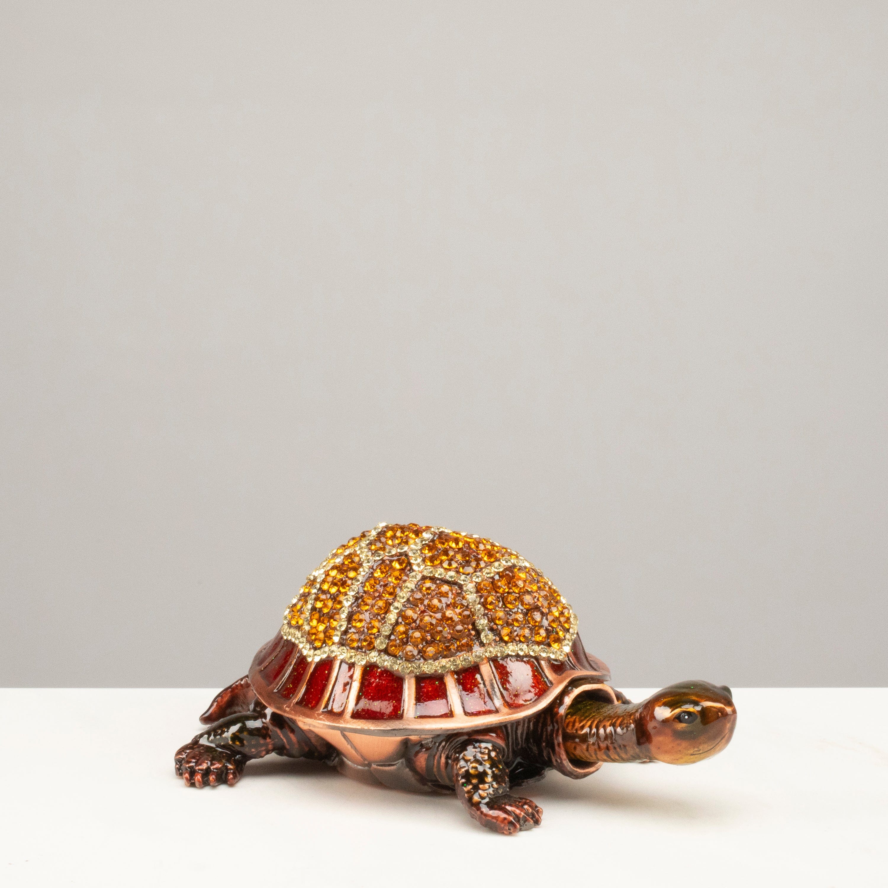 Kalifano Vanity Figurine Tortoise Figurine Keepsake Box made with Crystals SVA-121