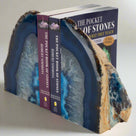 Large Blue Agate Geode Bookend Set