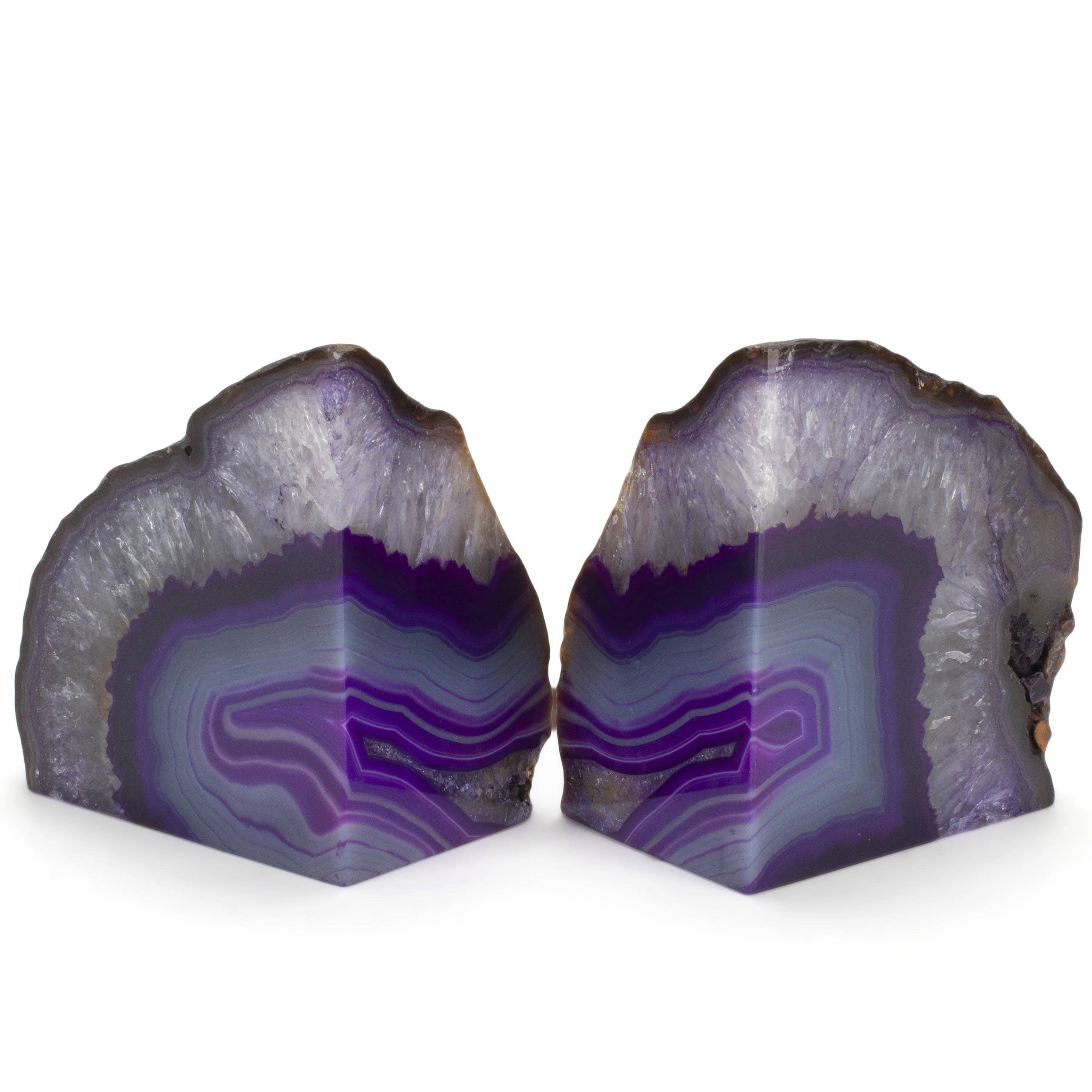 KALIFANO Agate Large Purple Agate Geode Bookend Set BAB400-PE