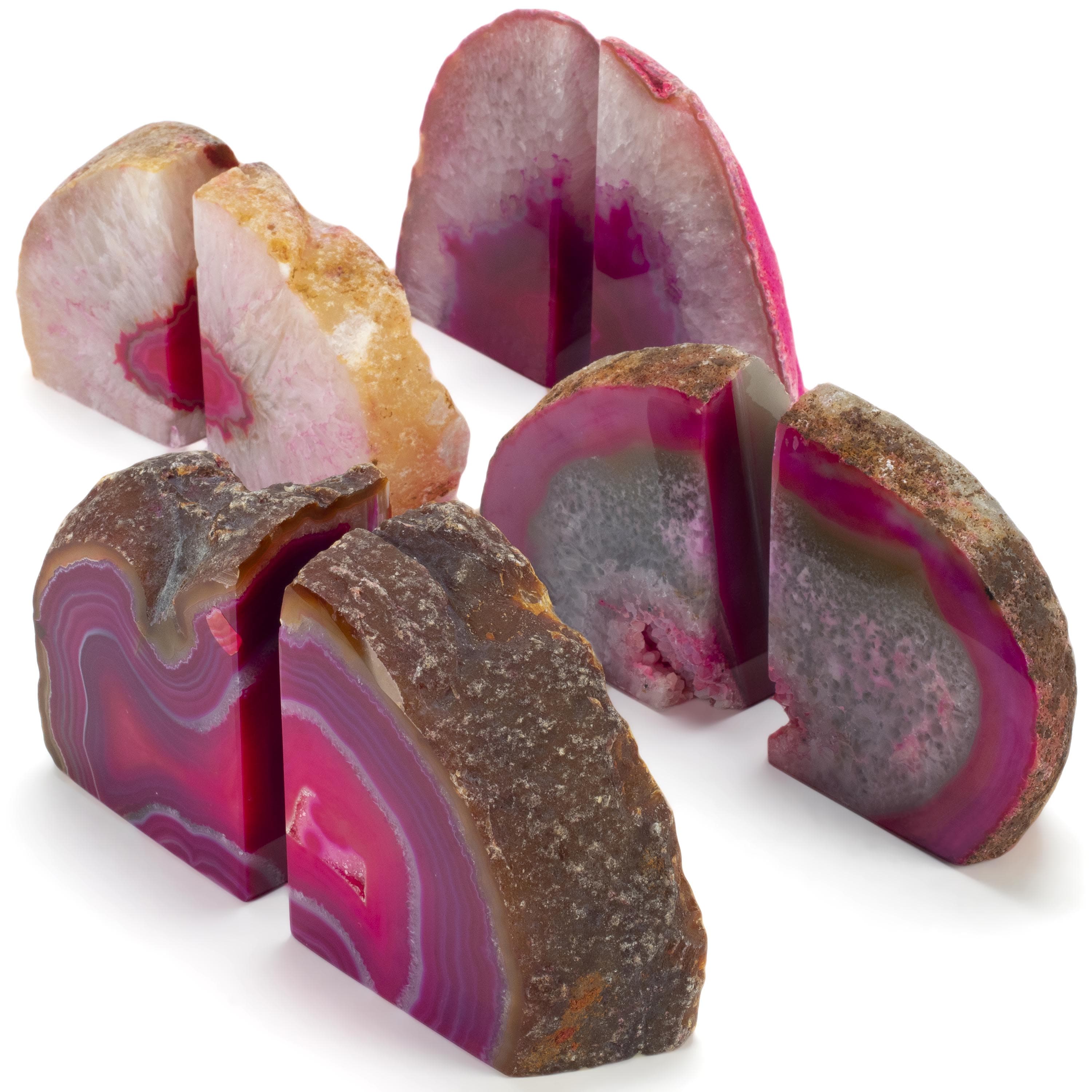 KALIFANO Agate Pink Agate Geode Bookend Set BAB240-PK