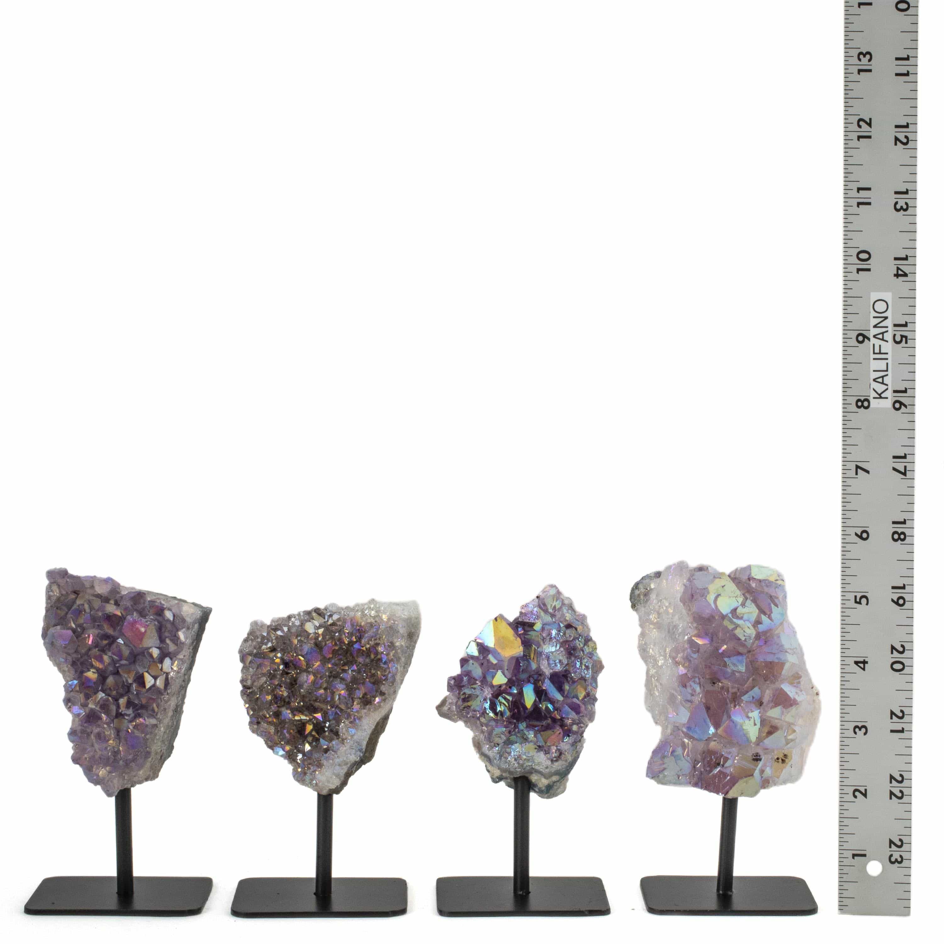 KALIFANO Amethyst Aura Borealis Amethyst Geode on Metal Stand - 400 g BAGS300-AB