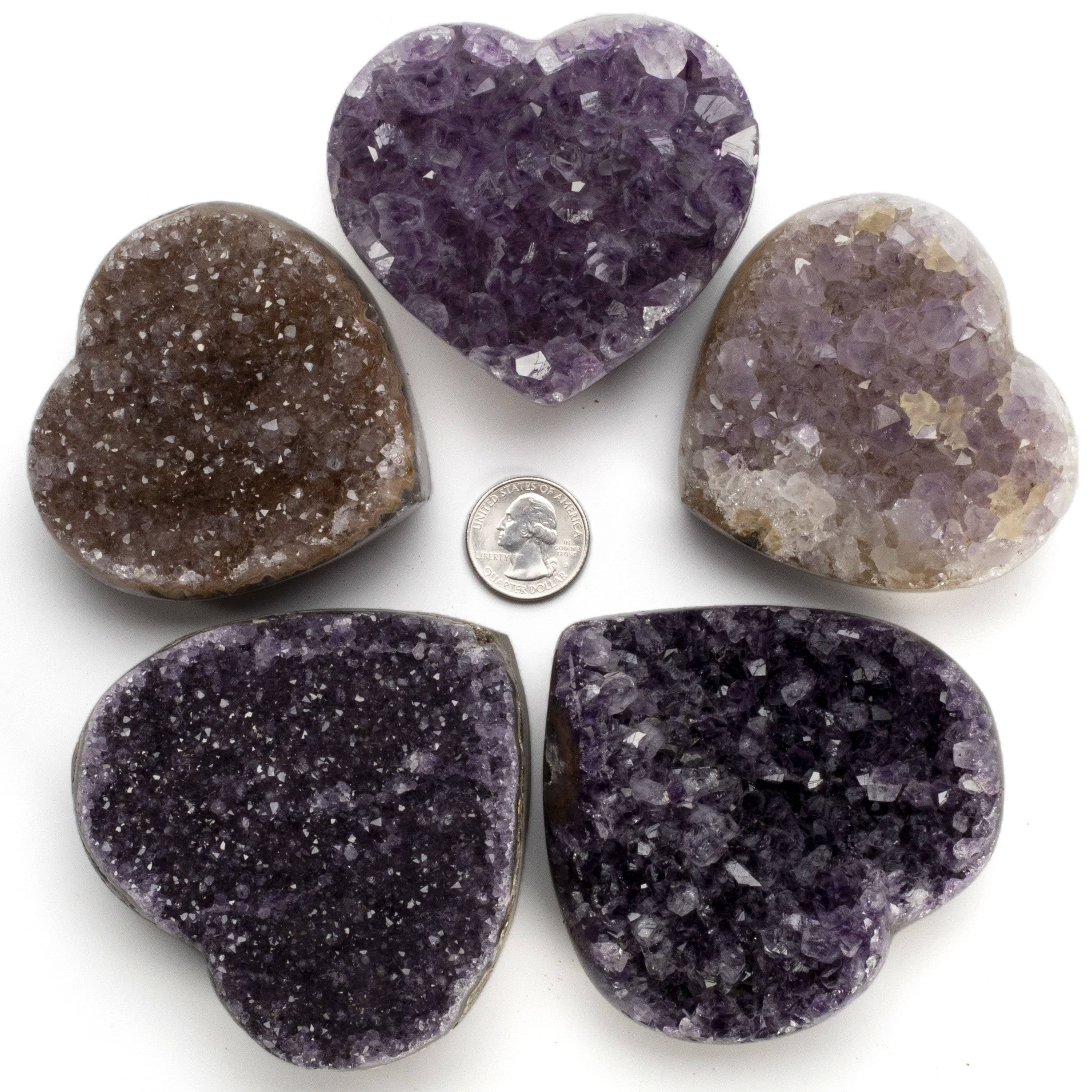 Kalifano Amethyst Natural Amethyst Geode Heart Carving from Uruguay - 350 grams UAGH400