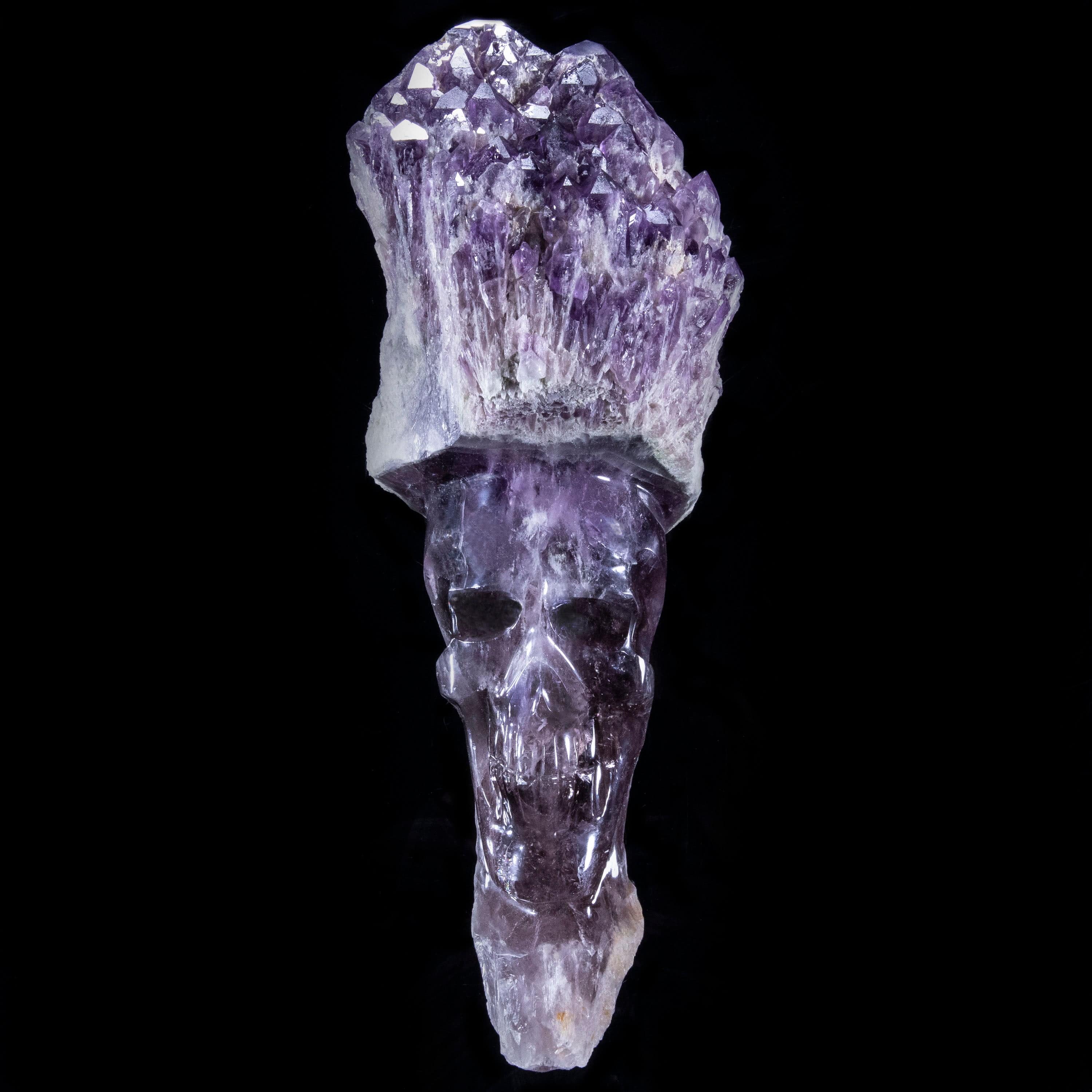 Kalifano Amethyst Natural Brazilian Elestial Amethyst Skull Carving - 14 in. / 13 lbs SK14000.002
