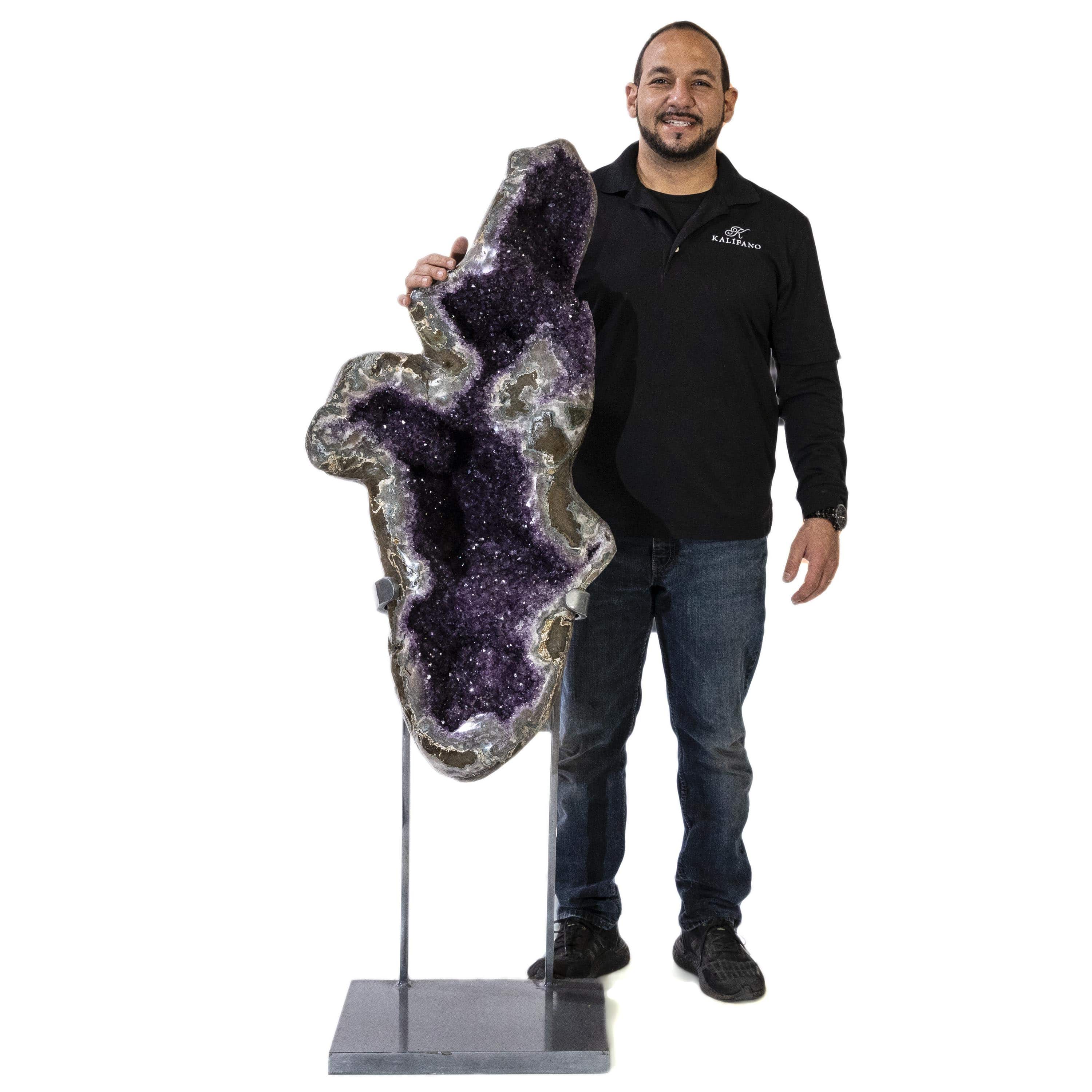 Kalifano Amethyst Natural Uruguayan Amethyst Geode on Custom Stand - 58 in / 220 lbs UAG48000.005