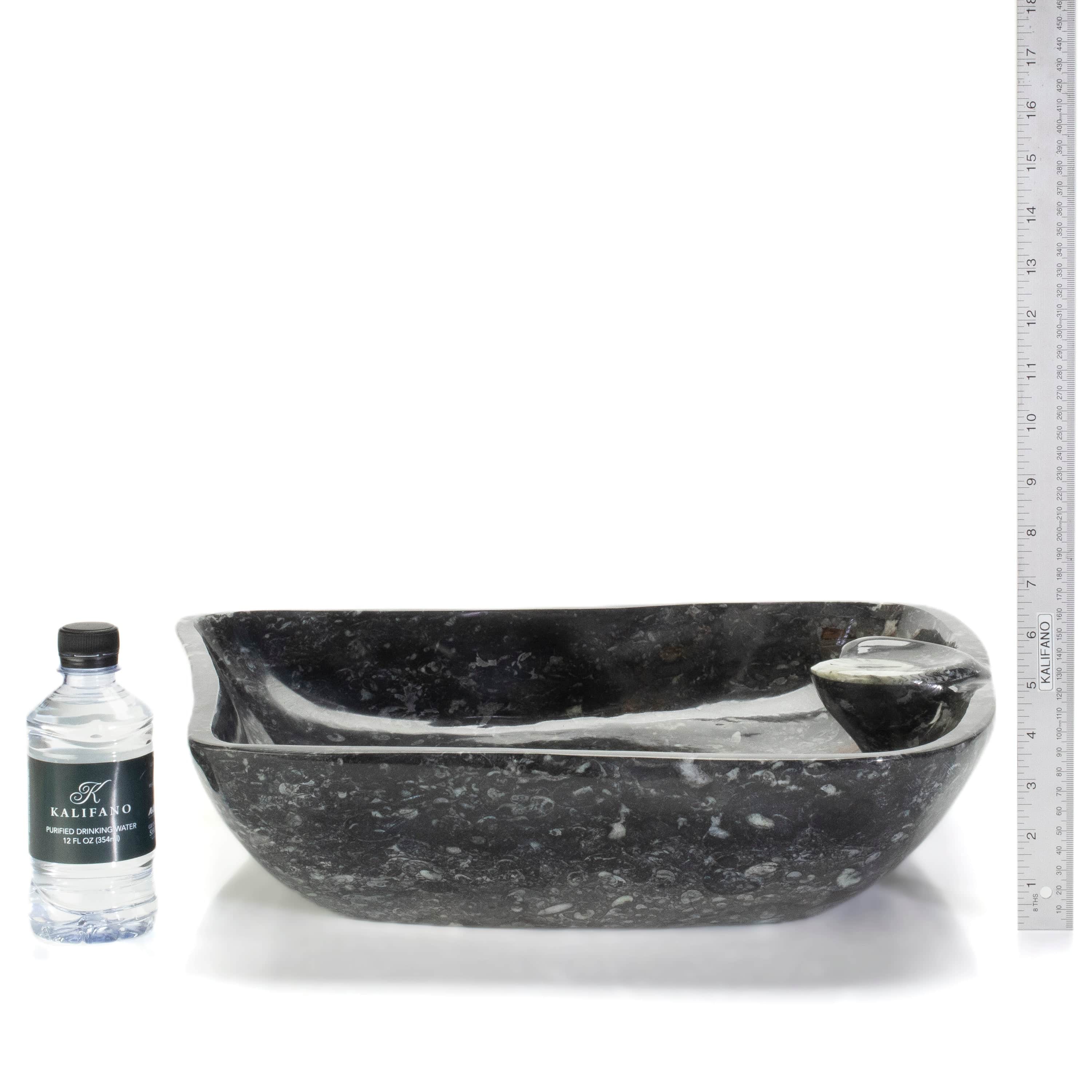 KALIFANO Ammonites & Orthoceras Orthoceras Fossil Sink Bowl ORBOWL3600.002