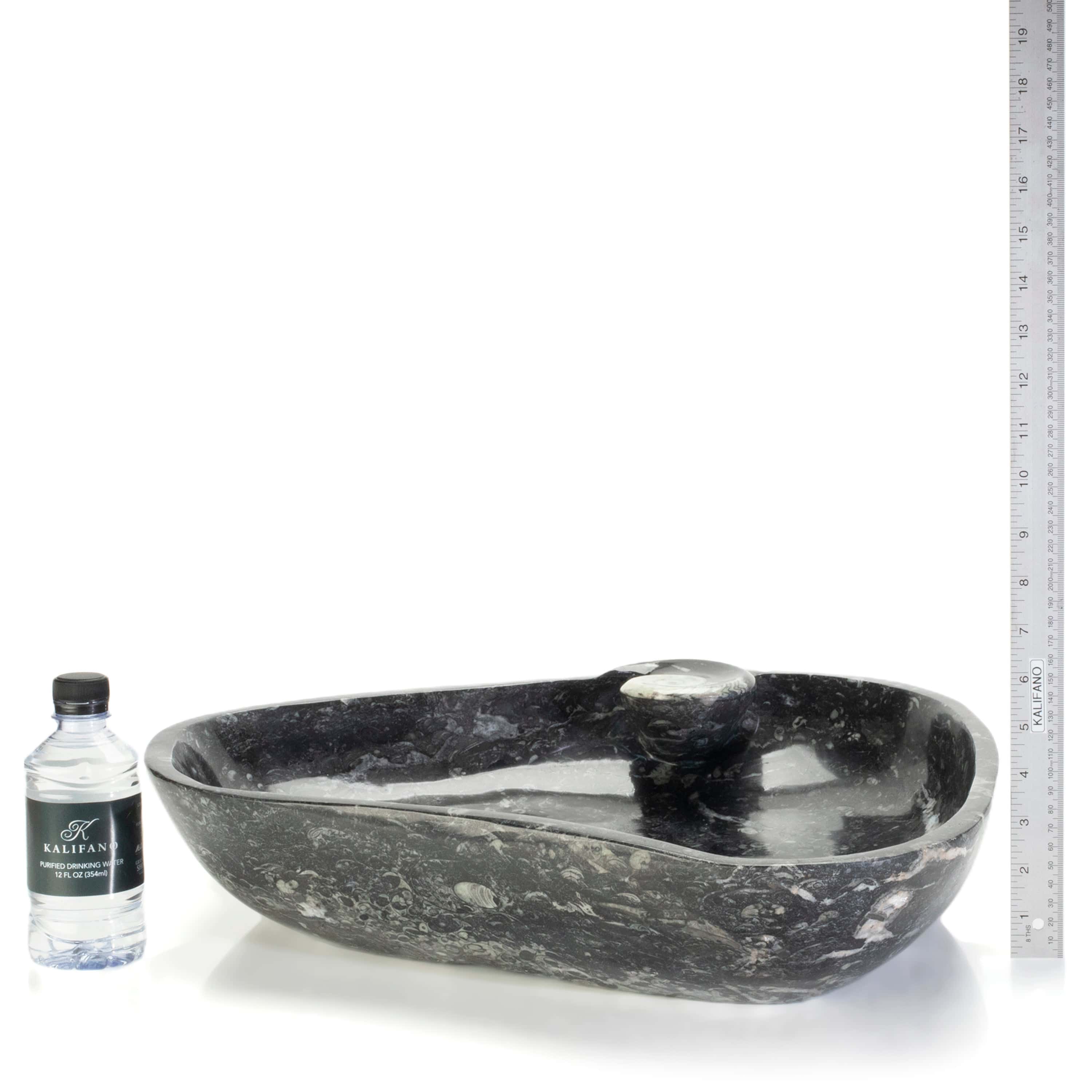 KALIFANO Ammonites & Orthoceras Orthoceras Fossil Sink Bowl ORBOWL3600.003