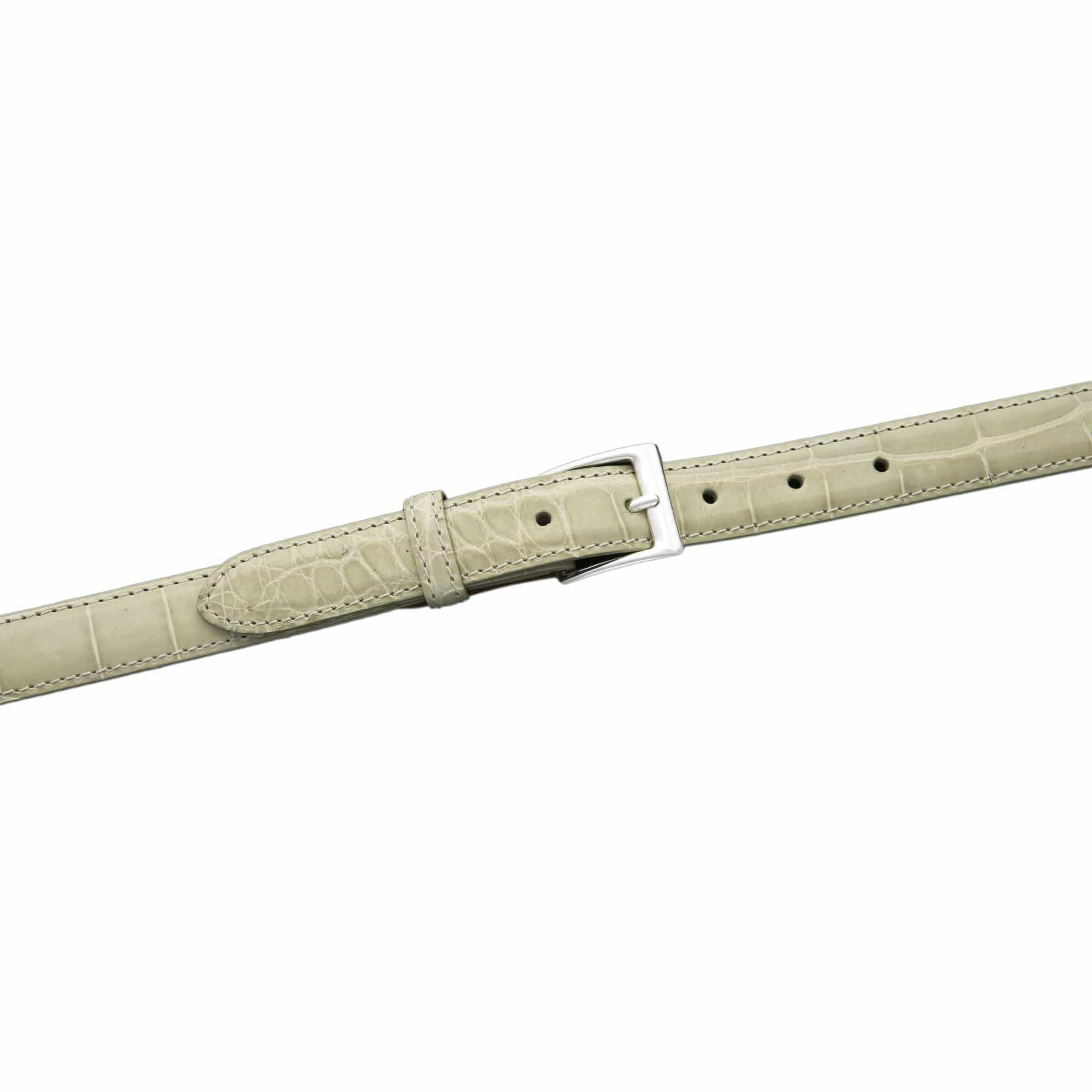 Kalifano Belts & Buckles KA25-BON - KALIFANO American Alligator 25 mm Belt, Bone KA25-BON