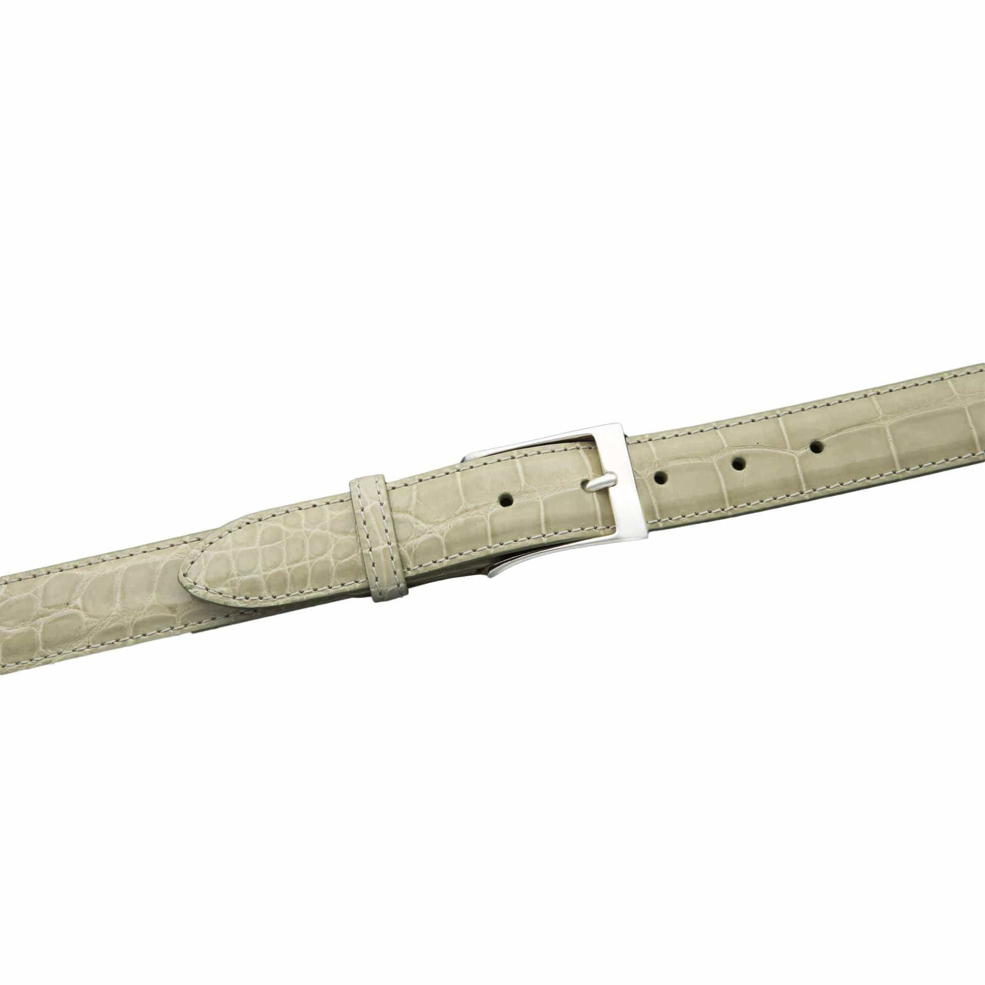 Kalifano Belts & Buckles KA32-BON - KALIFANO American Alligator 32 mm Belt, Bone KA32-BON