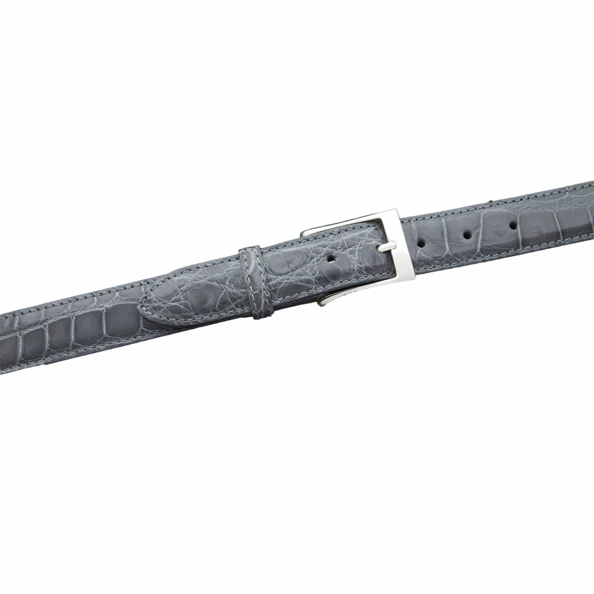 Kalifano Belts & Buckles KA32-GRY - KALIFANO American Alligator 32 mm Belt, Grey KA32-GRY