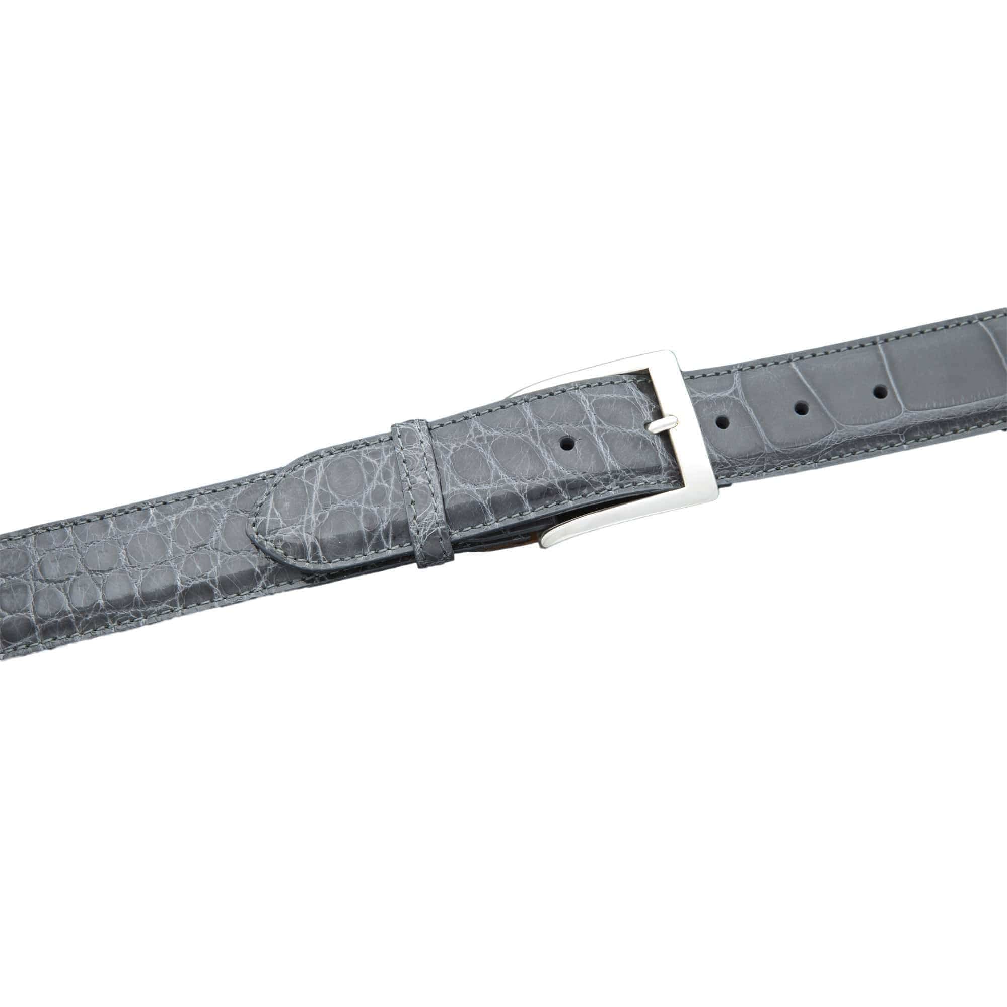 Kalifano Belts & Buckles KA40-GRY - KALIFANO American Alligator 40 mm Belt, Grey KA40-GRY