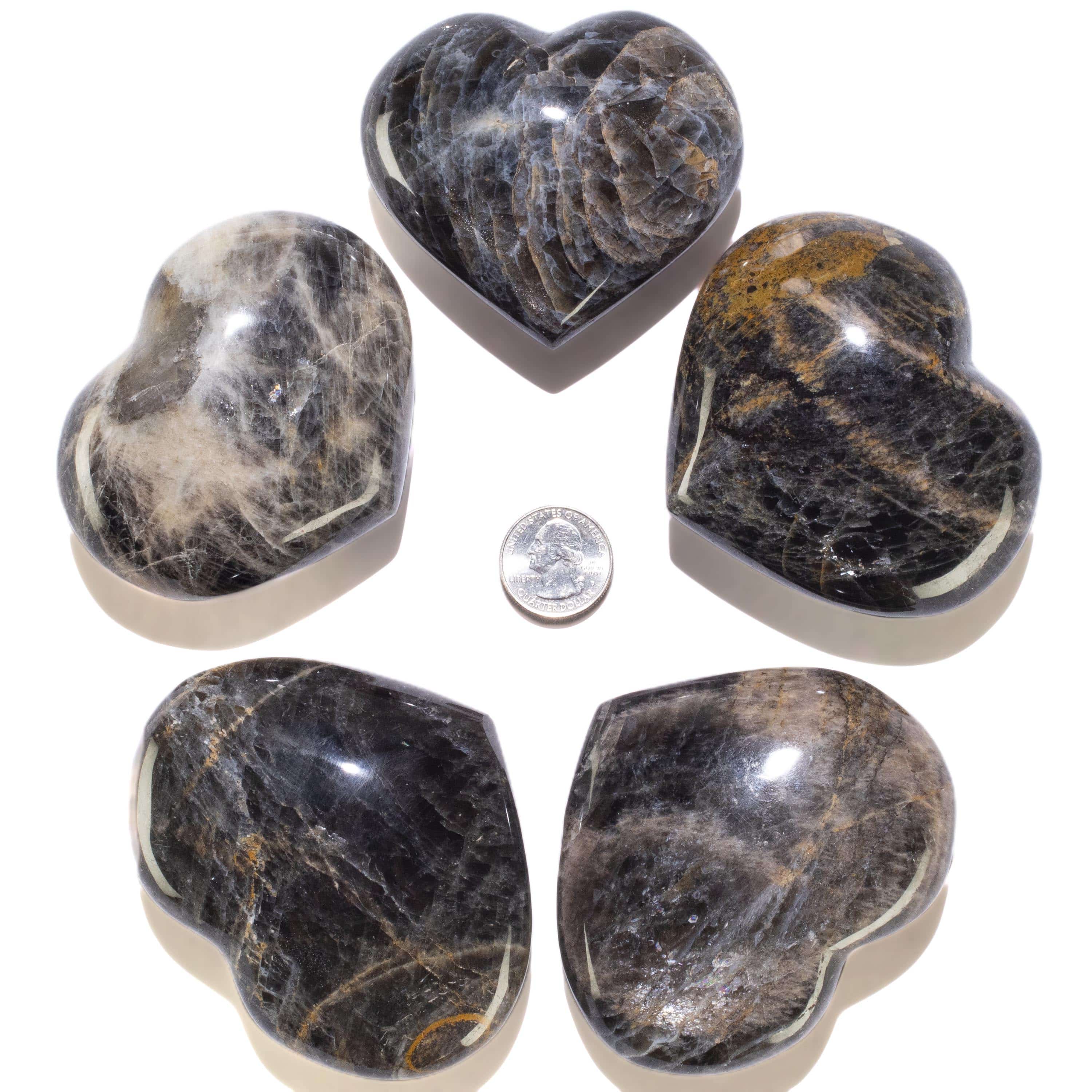 KALIFANO Black Moonstone Black Moonstone Gemstone Heart Carving 350g / 4in. GH300-BM