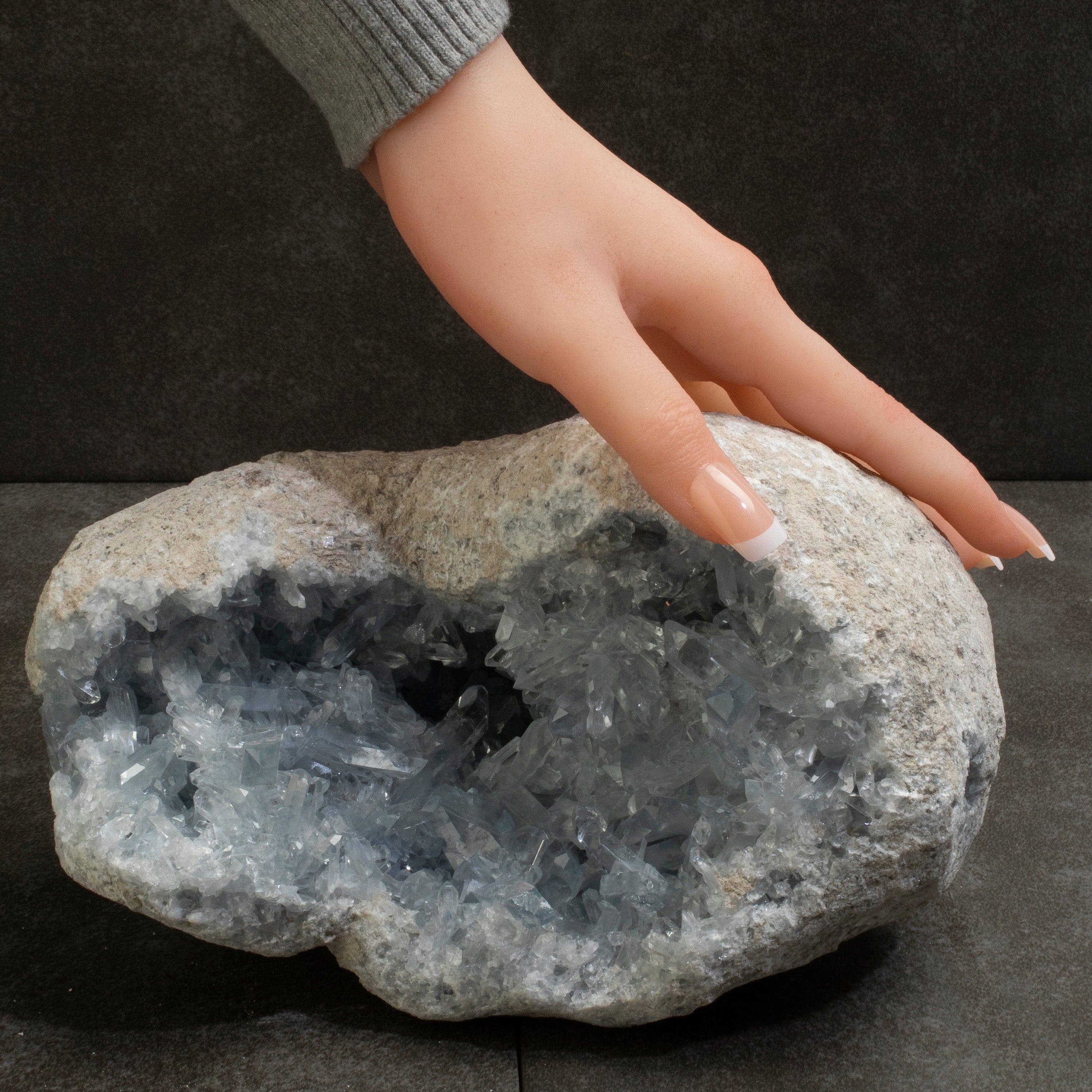 Kalifano Celestite Natural Celestite Crystal Cluster Geode from Madagascar - 8.5 in. CG1600.001
