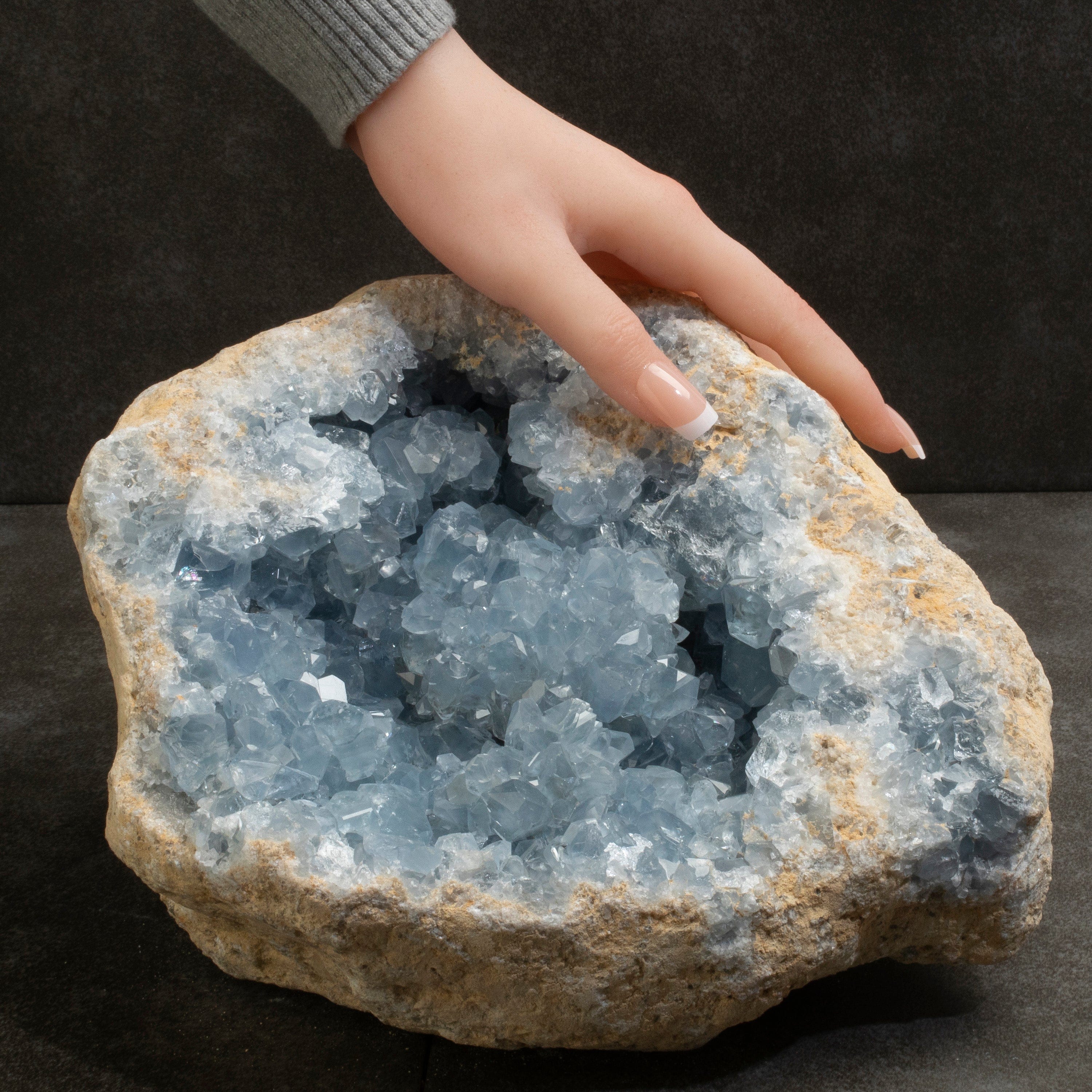 Kalifano Celestite Natural Celestite Crystal Cluster Geode from Madagascar - 9.5 in. CG3500.001