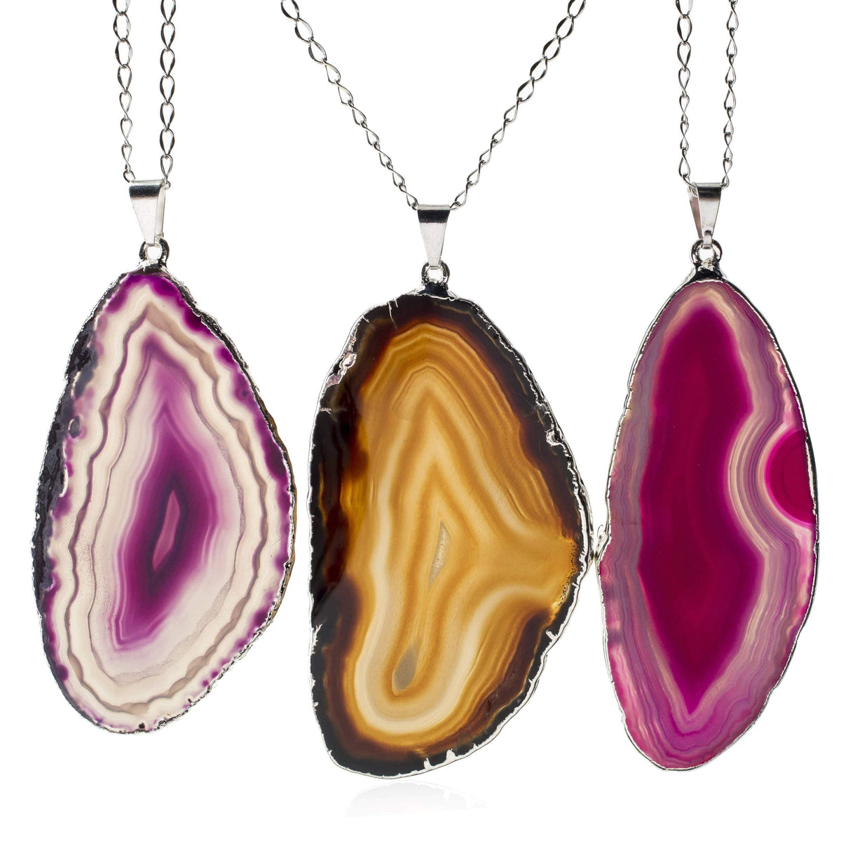 Kalifano Crystal Jewelry Agate Healing Stone Pendant with Silver Plating CJNS60-AG