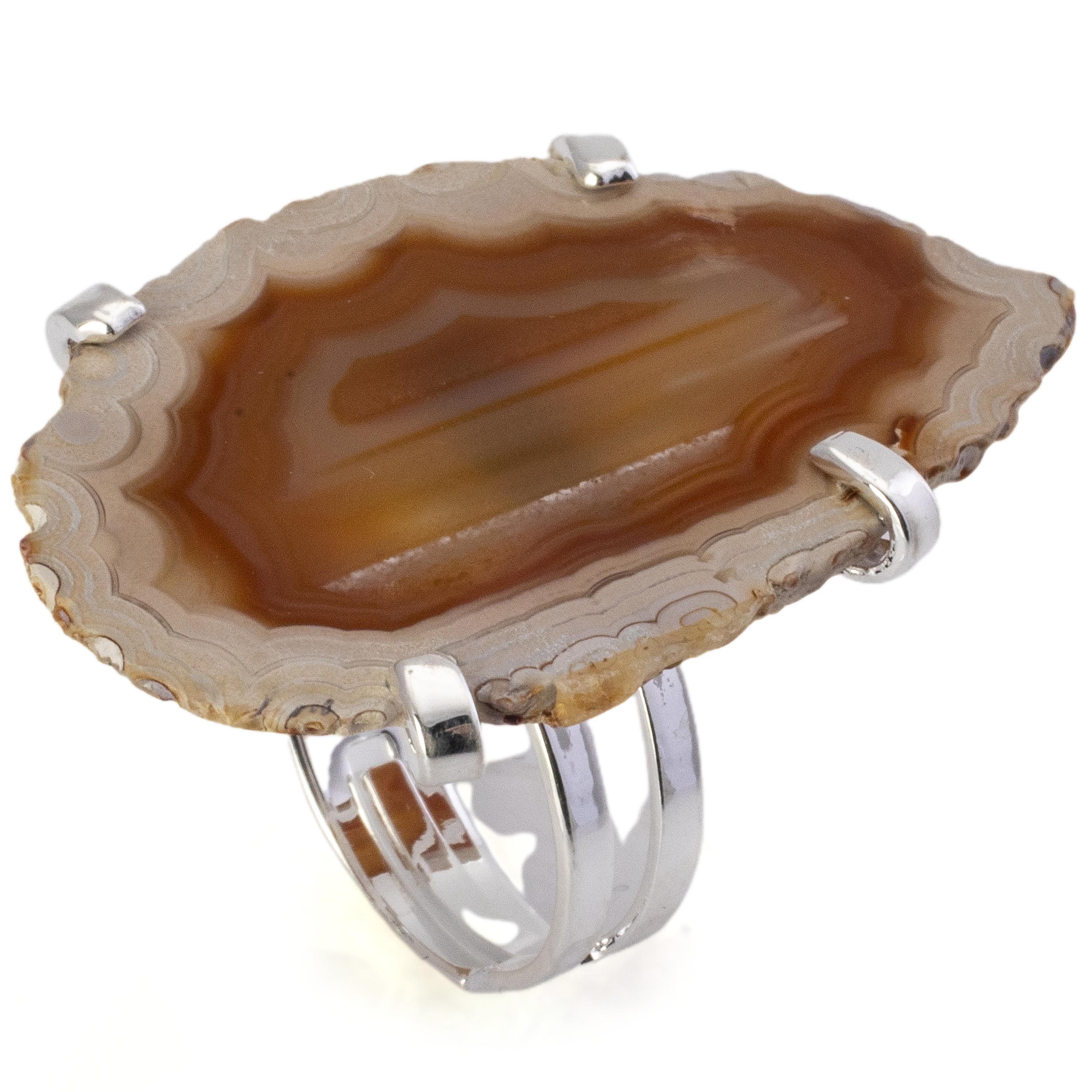 Kalifano Crystal Jewelry Agate Slice Adjustable Ring CJR-501-AG