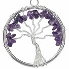 Amethyst Chakra Gemstone Tree of Life Necklace & Stainless Steel Chain