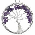Amethyst Chakra Gemstone Tree of Life Necklace & Stainless Steel Chain
