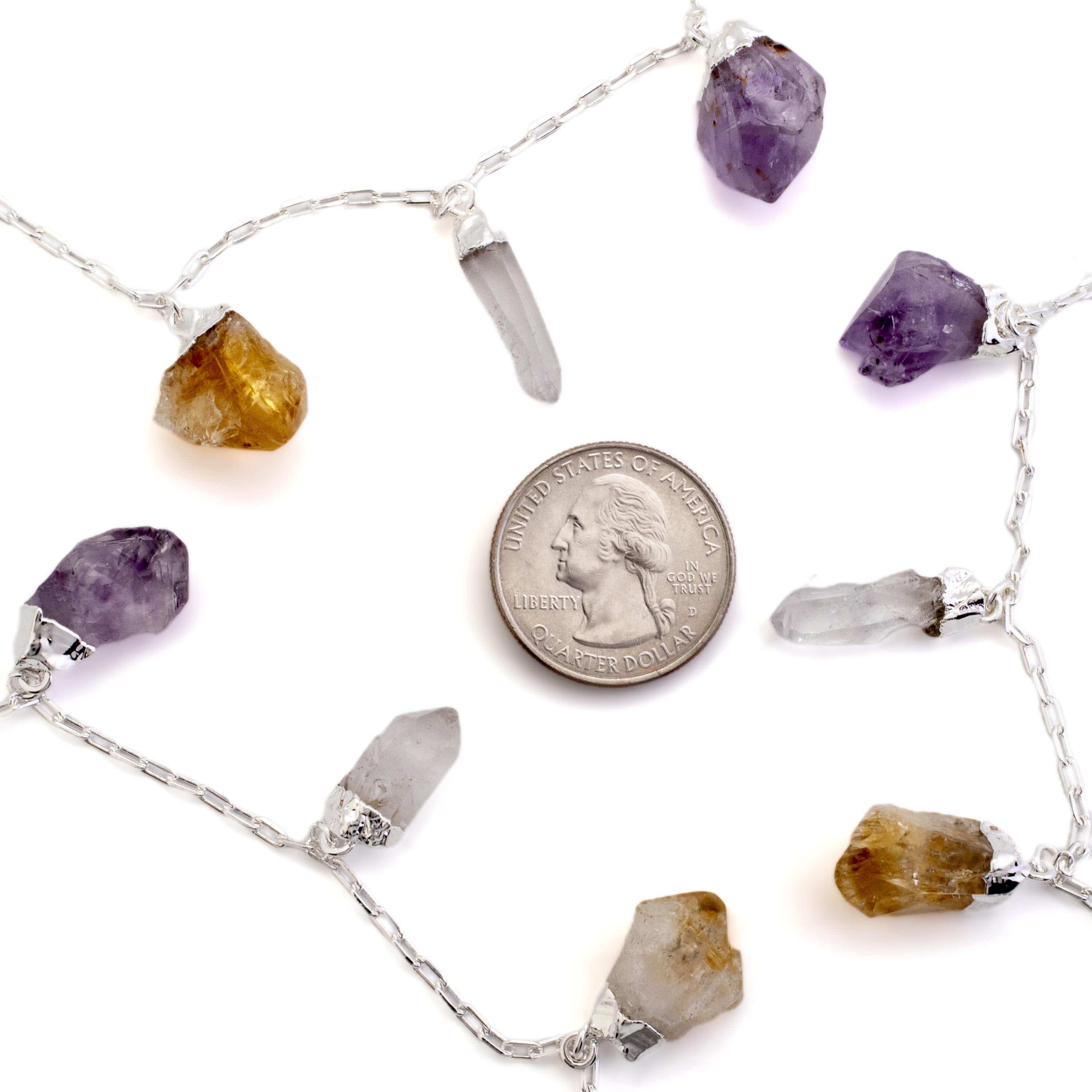 Kalifano Crystal Jewelry Amethyst, Citrine, and Quartz Triple Point Necklace CJN-2042-A+C+Q