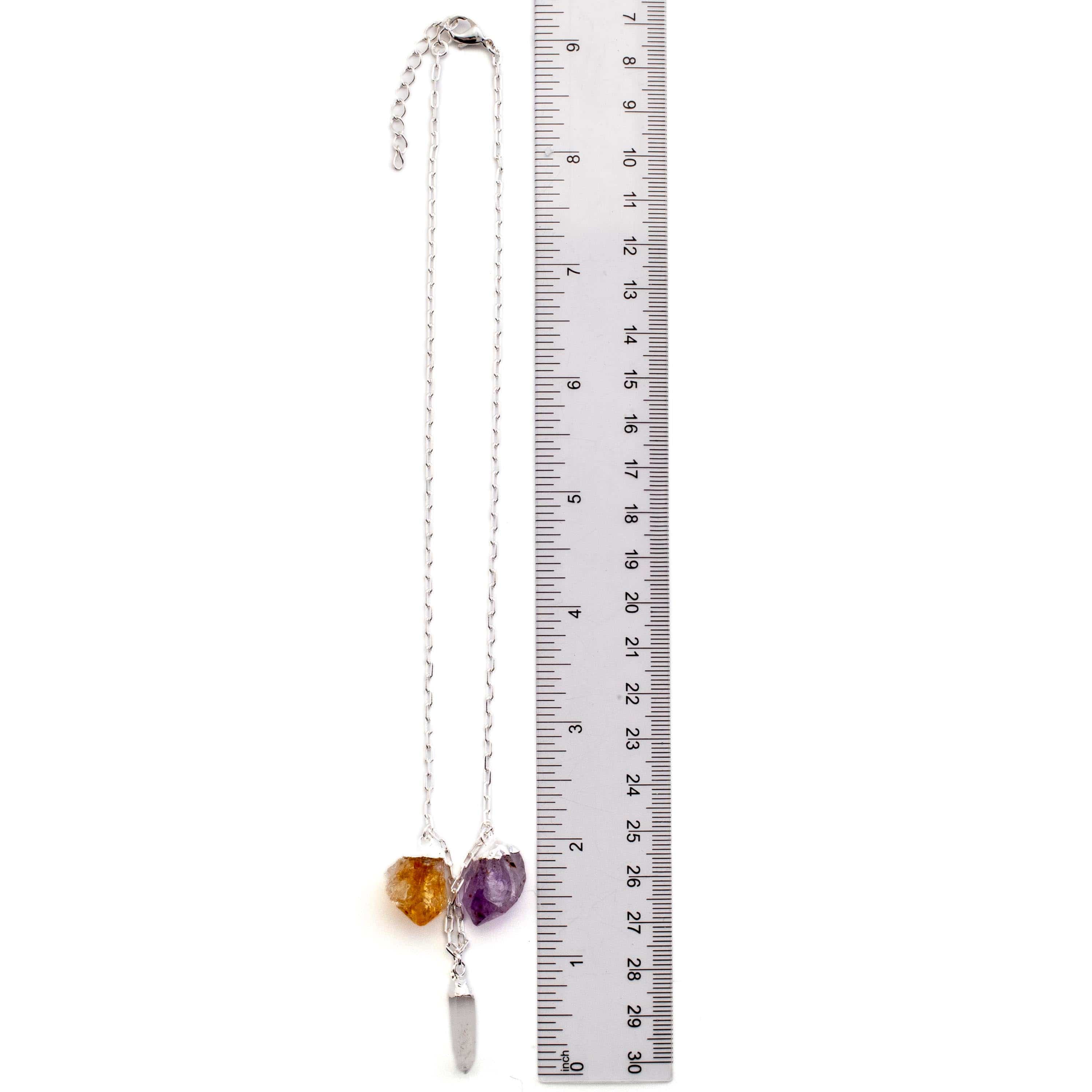 Kalifano Crystal Jewelry Amethyst, Citrine, and Quartz Triple Point Necklace CJN-2042-A+C+Q