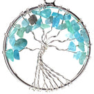 Aquamarine Chakra Gemstone Tree of Life Necklace & Stainless Steel Chain