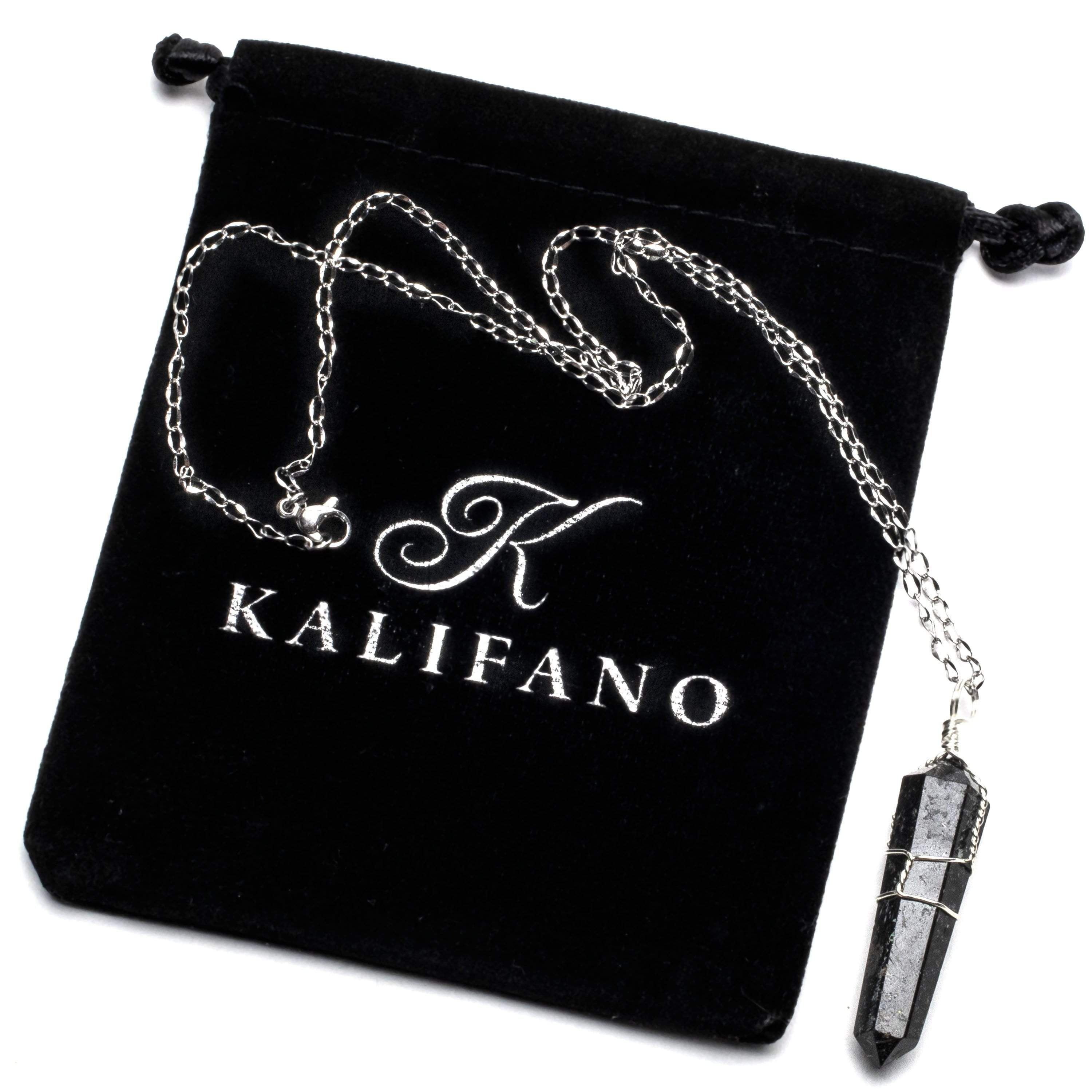 Kalifano Crystal Jewelry Black Tourmaline Point Healing Stone Pendant CJ20-BT