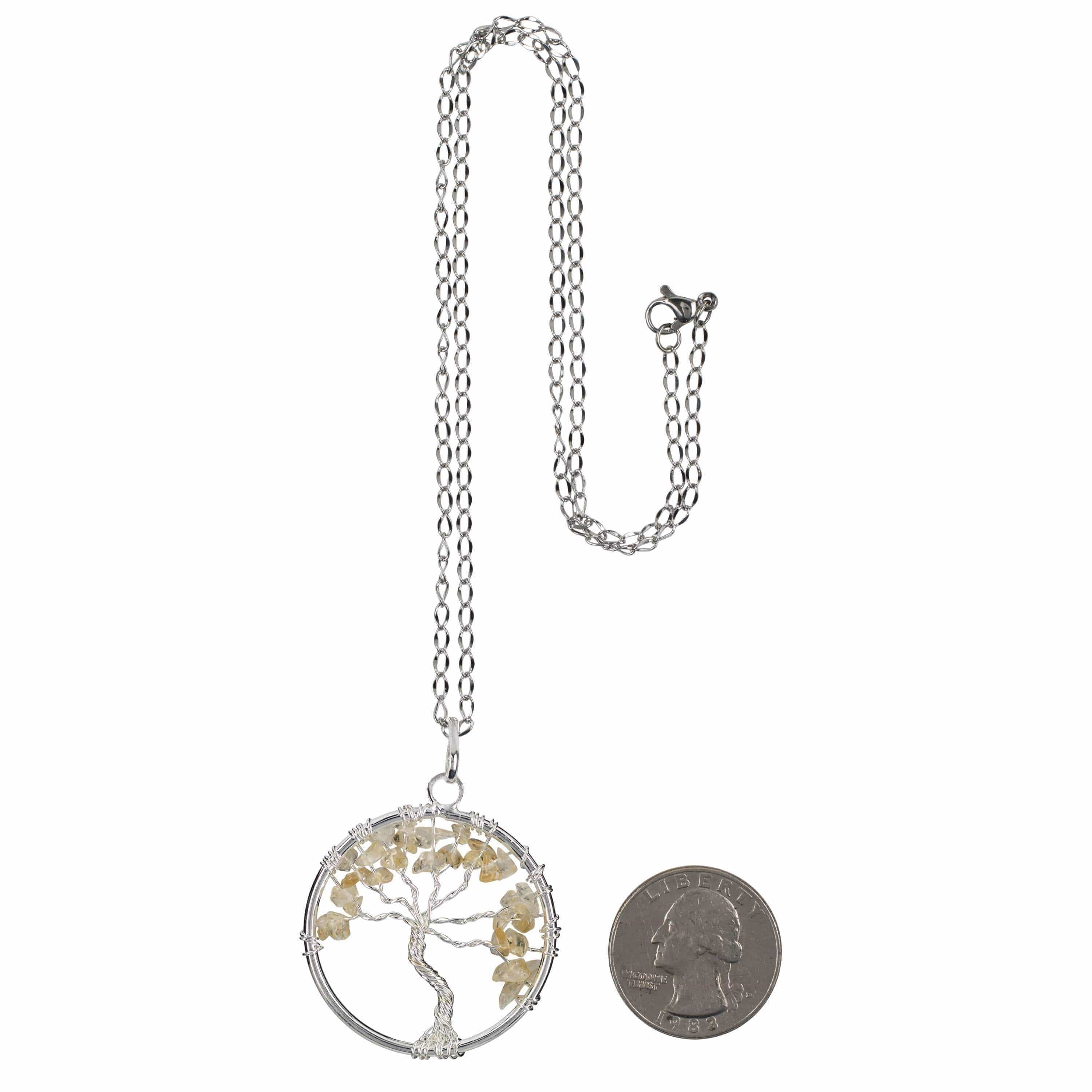 Kalifano Crystal Jewelry Citrine Chakra Gemstone Tree of Life Necklace & Stainless Steel Chain CJCN20-CT