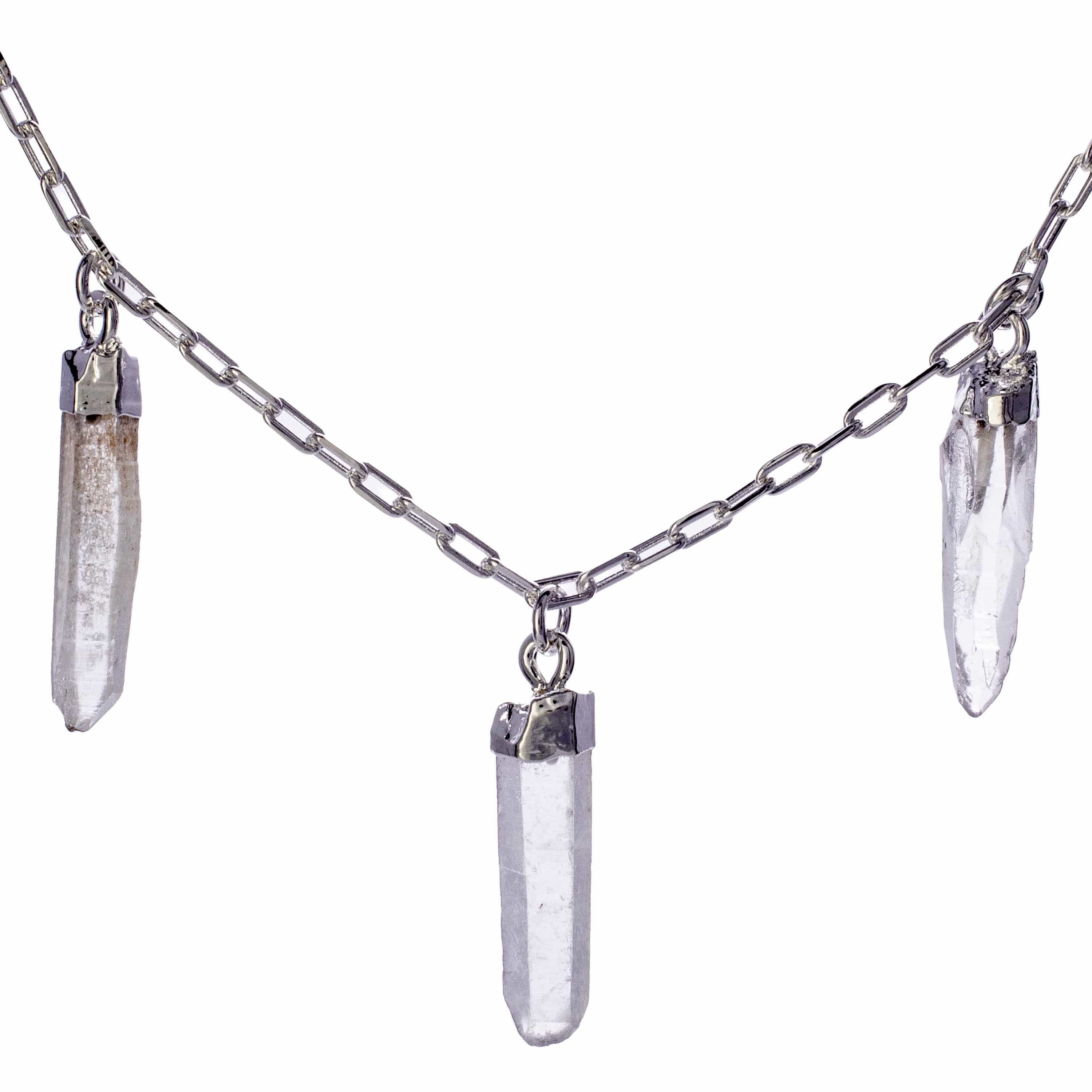 Kalifano Crystal Jewelry Clear Quartz Triple Point Necklace CJN-2042-QZ