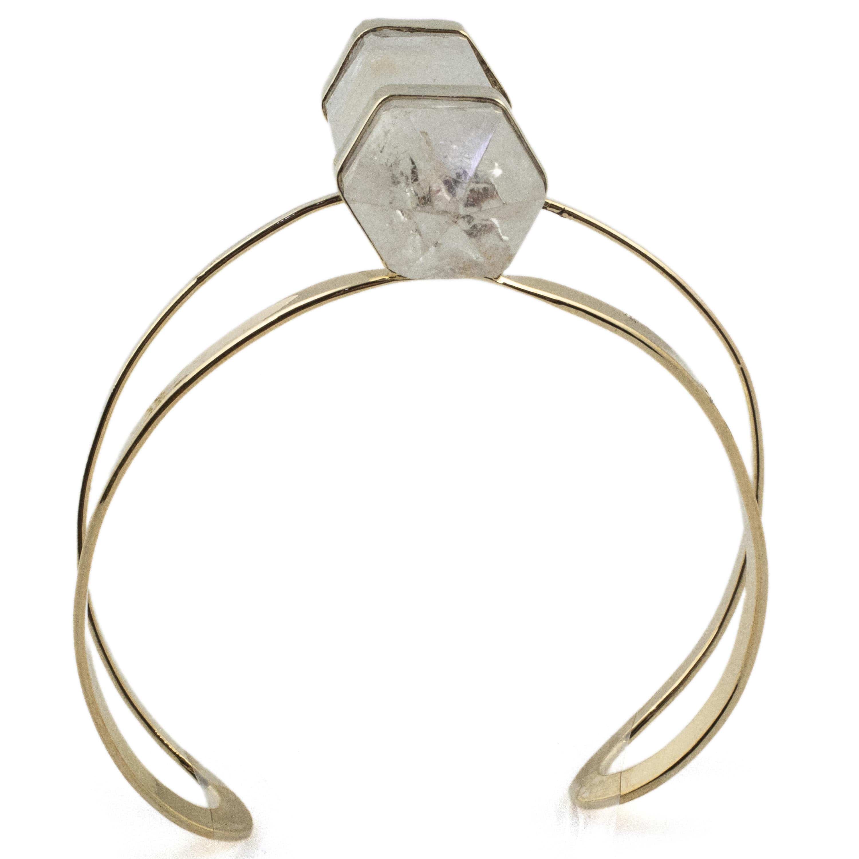 Kalifano Crystal Jewelry Double Terminated Clear Quartz Cuff Bracelet CJB-1017-QZ