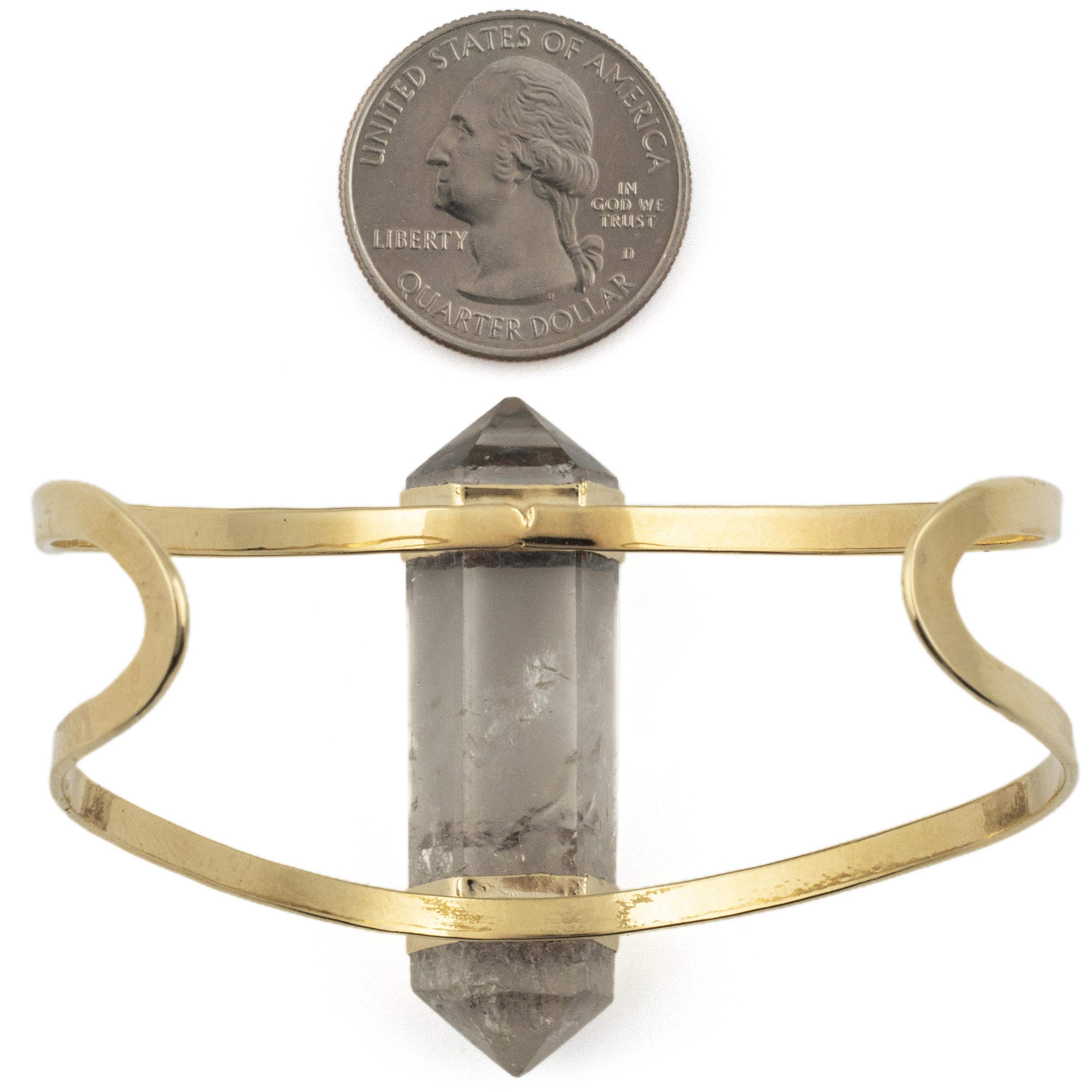 Kalifano Crystal Jewelry Double Terminated Clear Quartz Cuff Bracelet CJB-1017-QZ