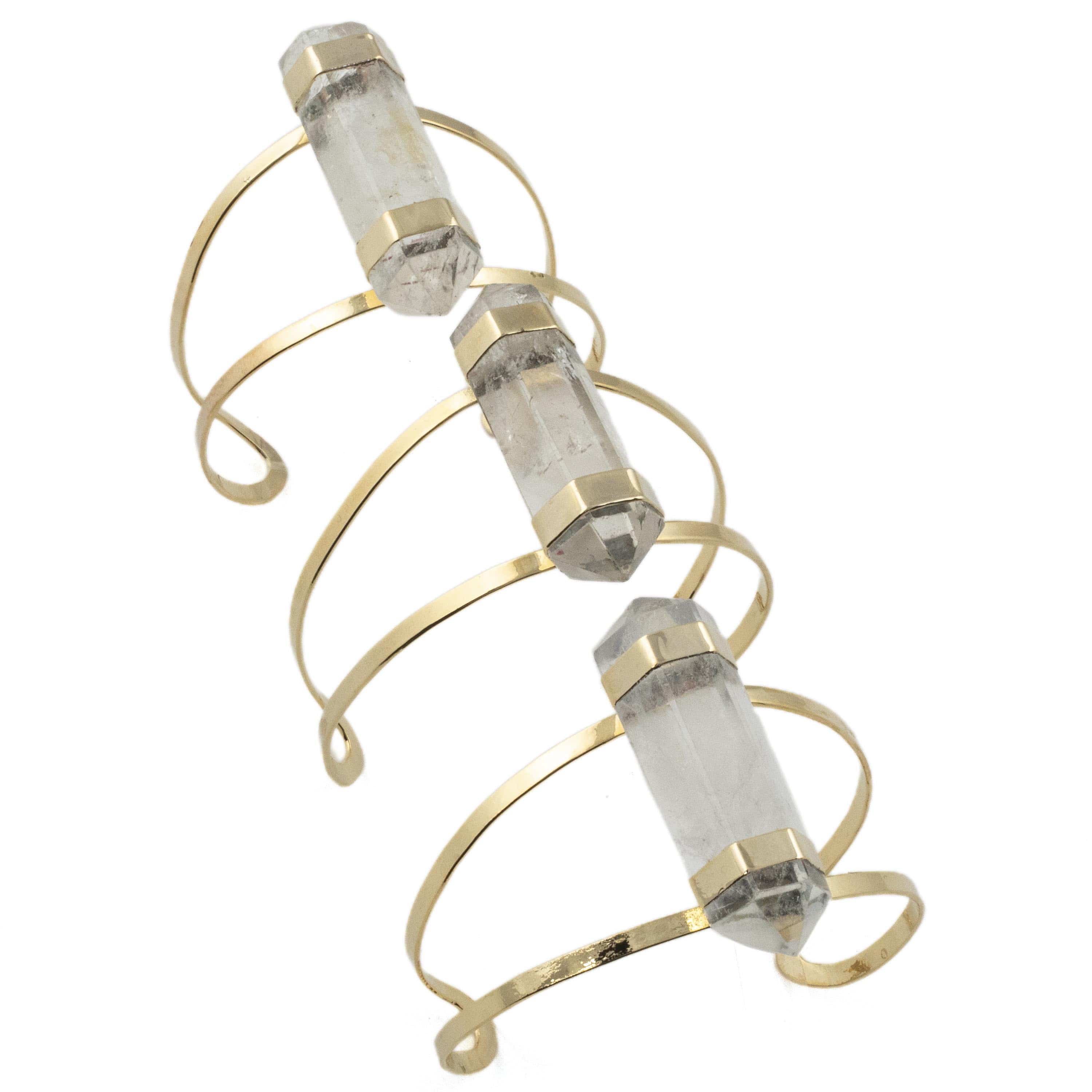 Kalifano Crystal Jewelry Double Terminated Clear Quartz Cuff Bracelet CJB-1017-QZ
