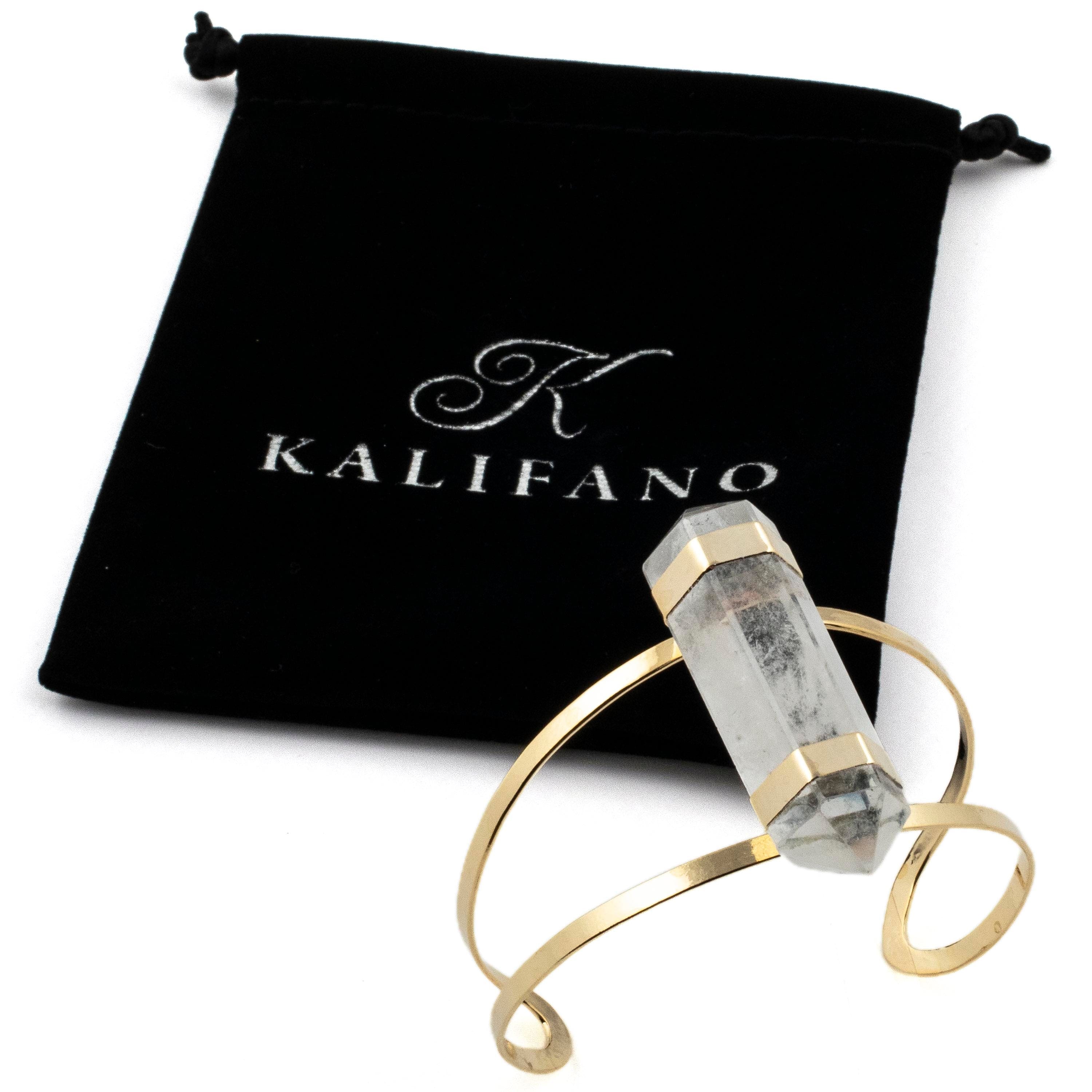 Kalifano Crystal Jewelry Double Terminated Clear Quartz Cuff Bracelet CJB-1017-QZ