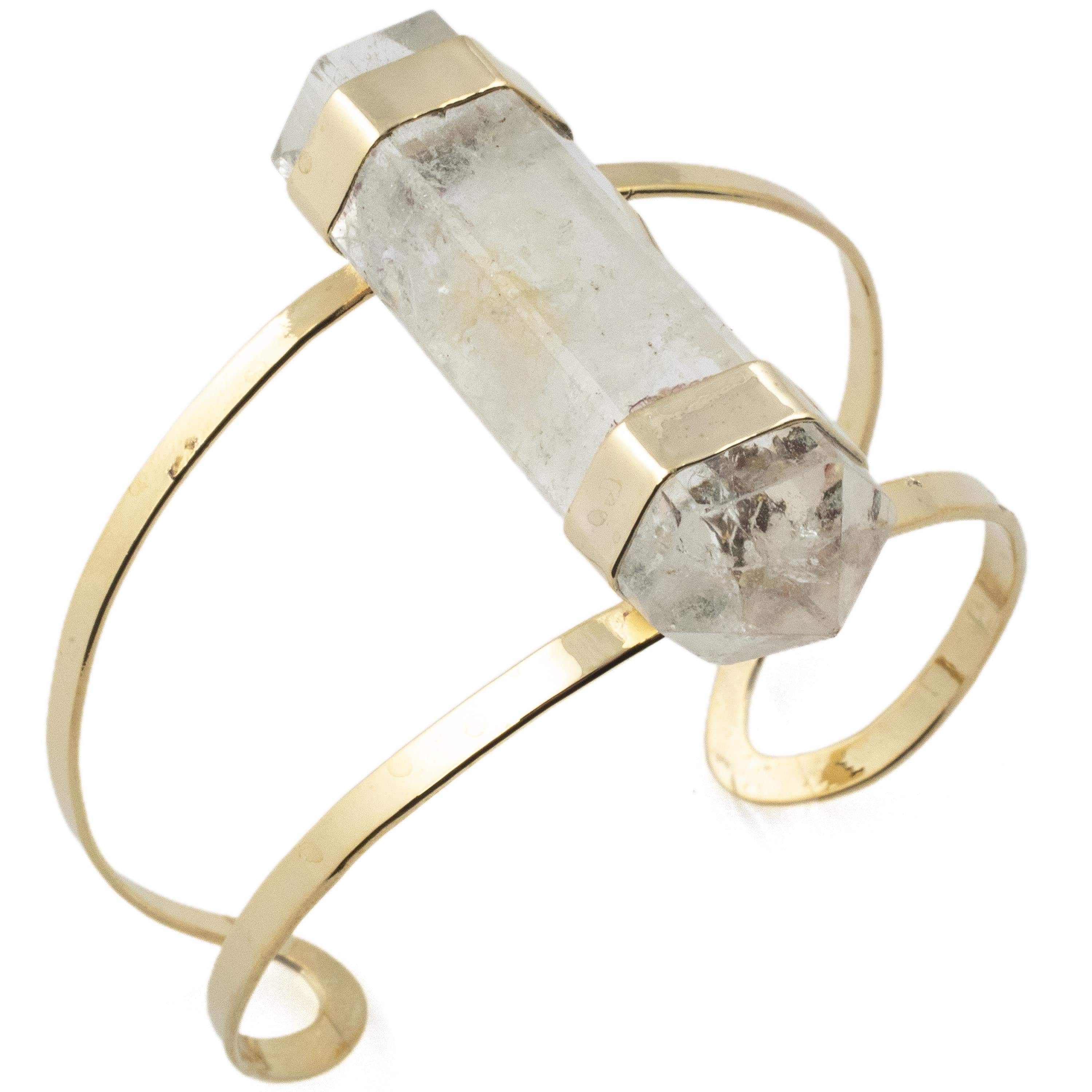 Kalifano Crystal Jewelry Double Terminated Clear Quartz Cuff Bracelet CJB-1017-QZ