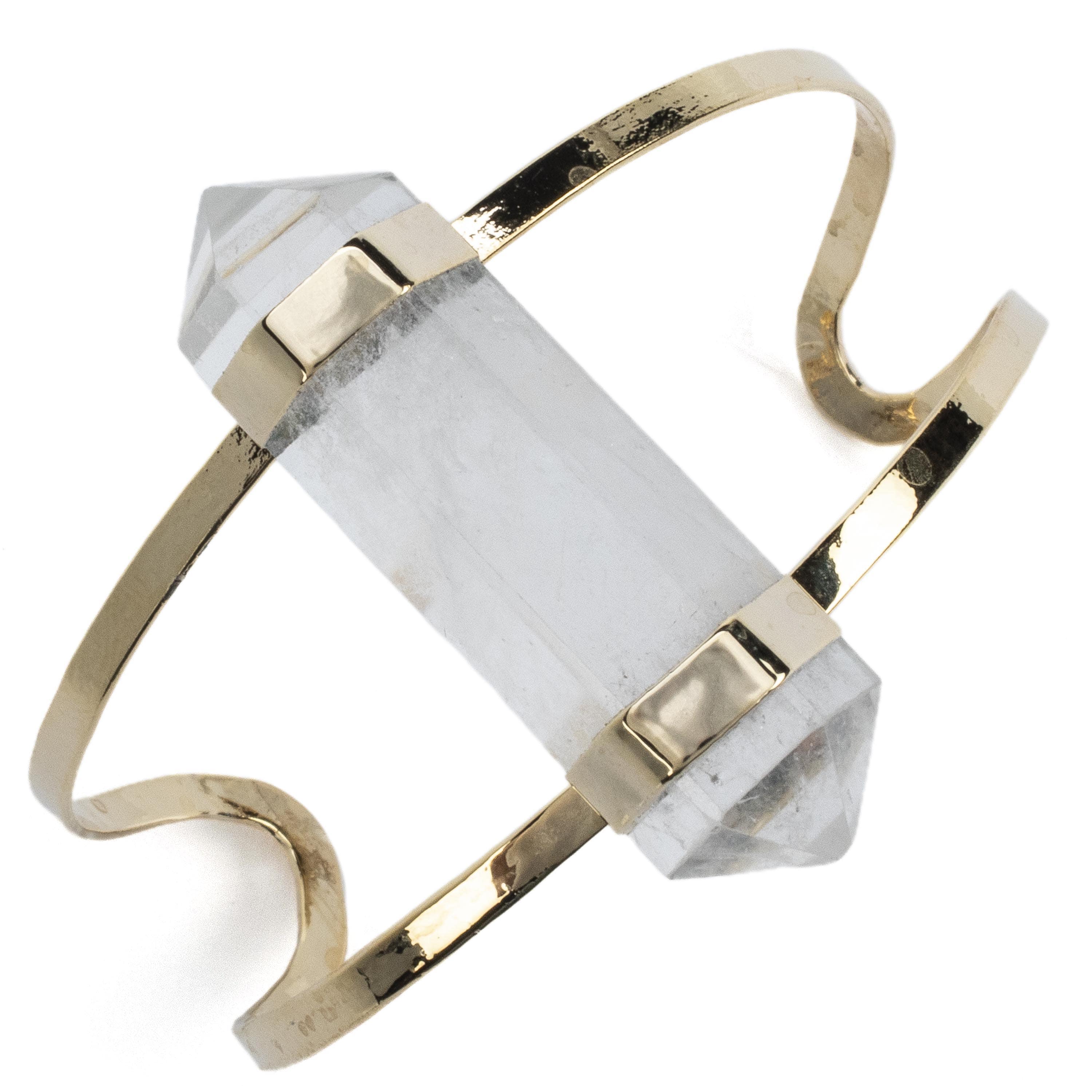 Kalifano Crystal Jewelry Double Terminated Clear Quartz Cuff Bracelet CJB-1017-QZ