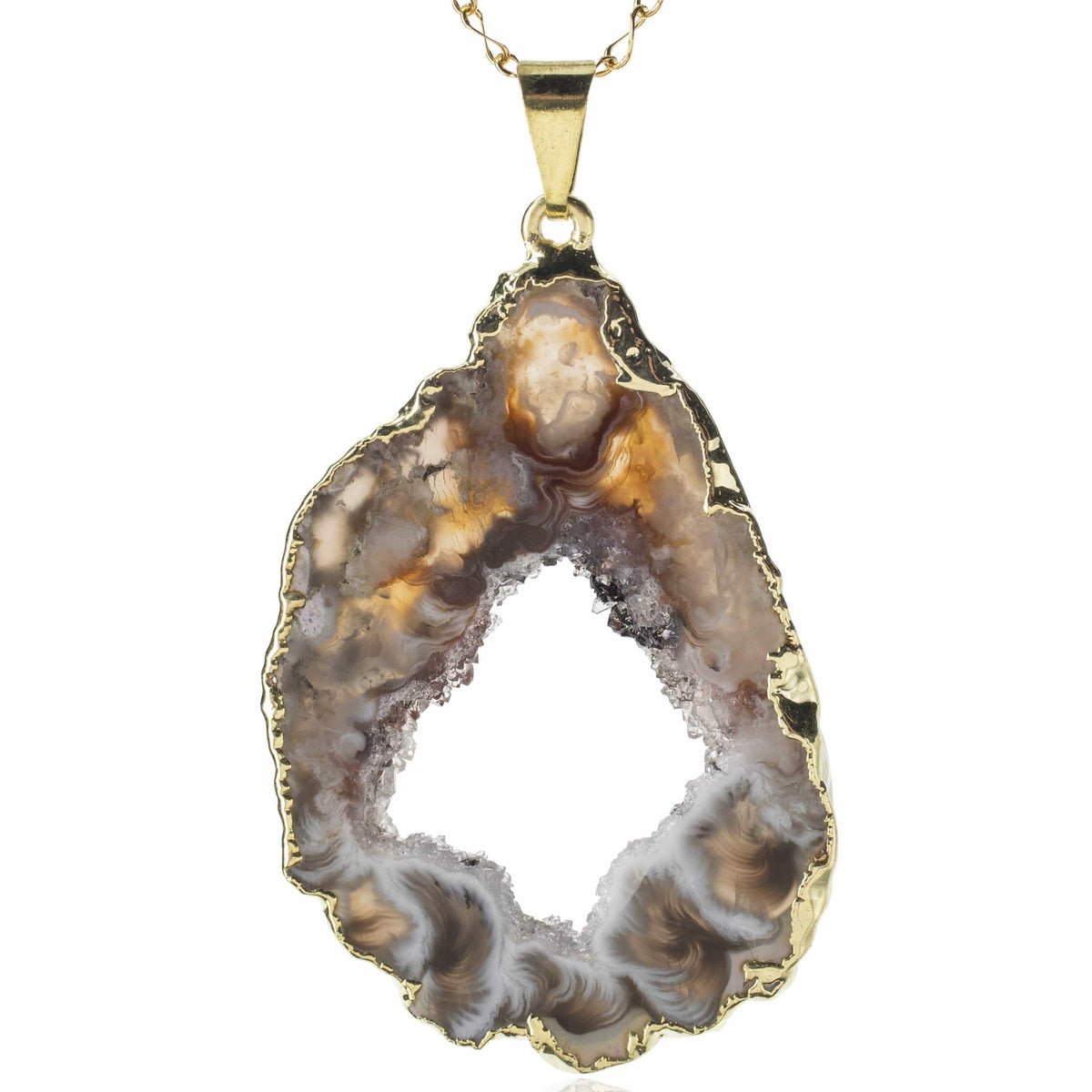 Kalifano Crystal Jewelry Druzy Agate Healing Stone Pendant with Gold Plating CJNG40-DY