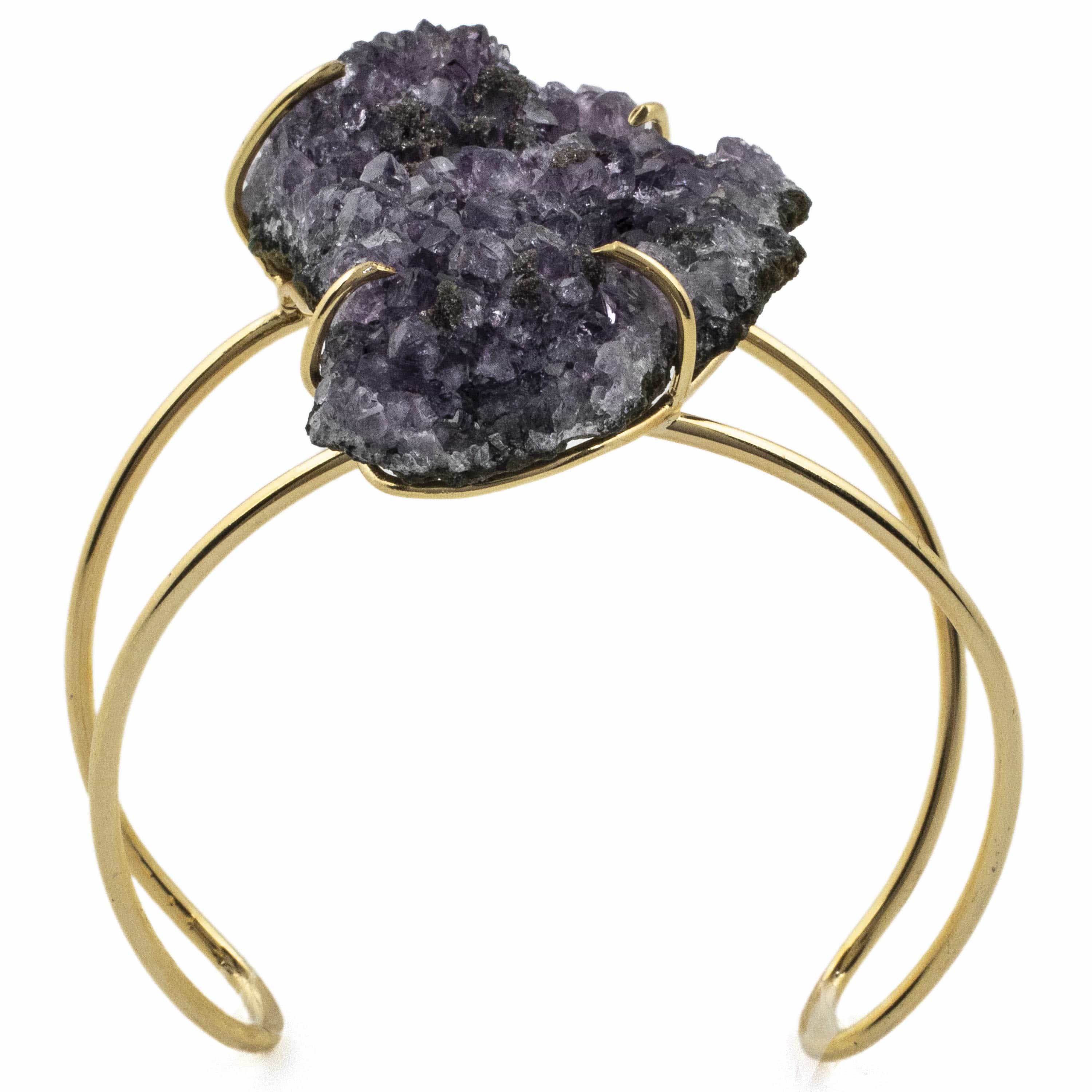 Kalifano Crystal Jewelry Druzy Amethyst Cuff Bracelet CJB-1015-DYAM