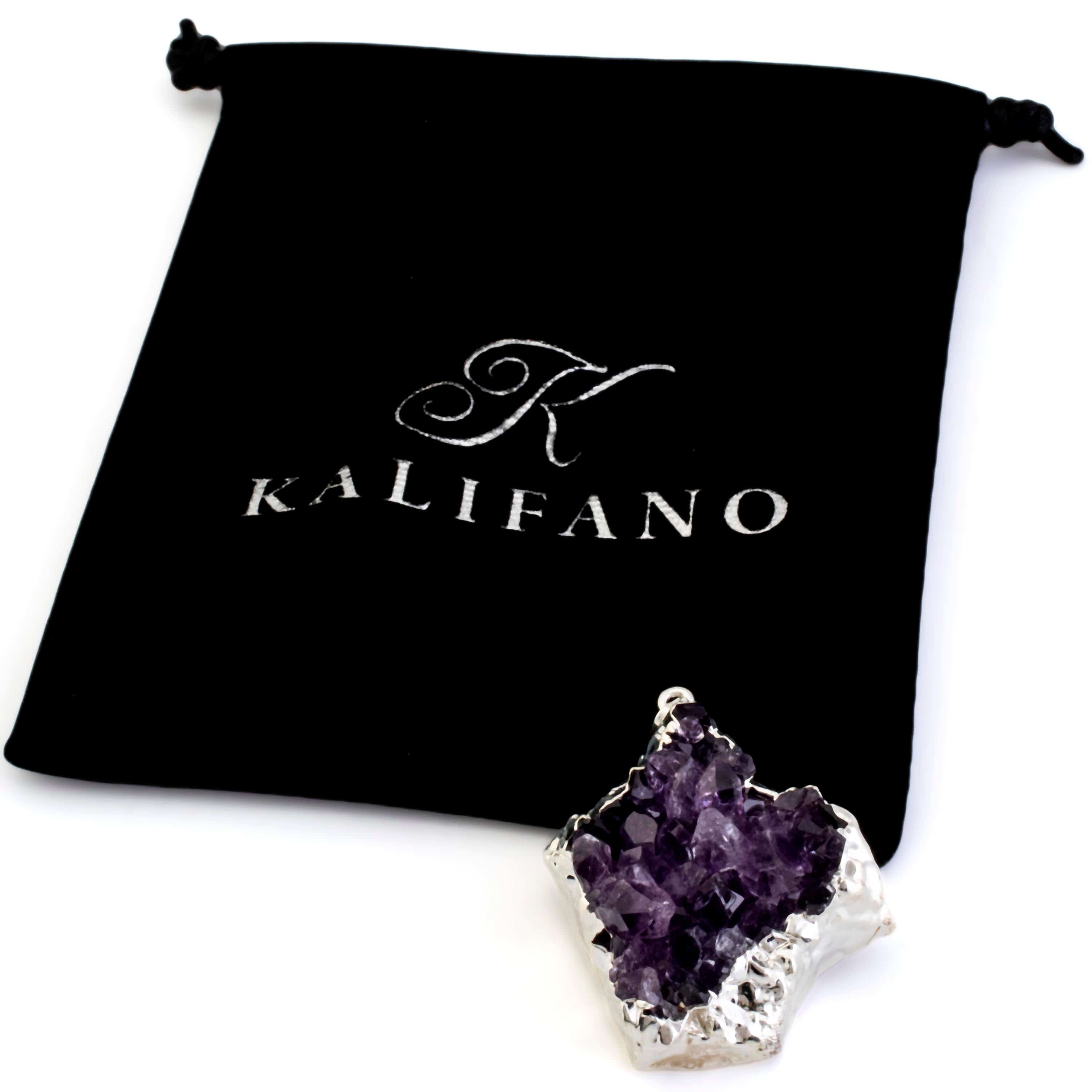 Kalifano Crystal Jewelry Druzy Amethyst Pendant with Silver Plating CJNS80-DYAM