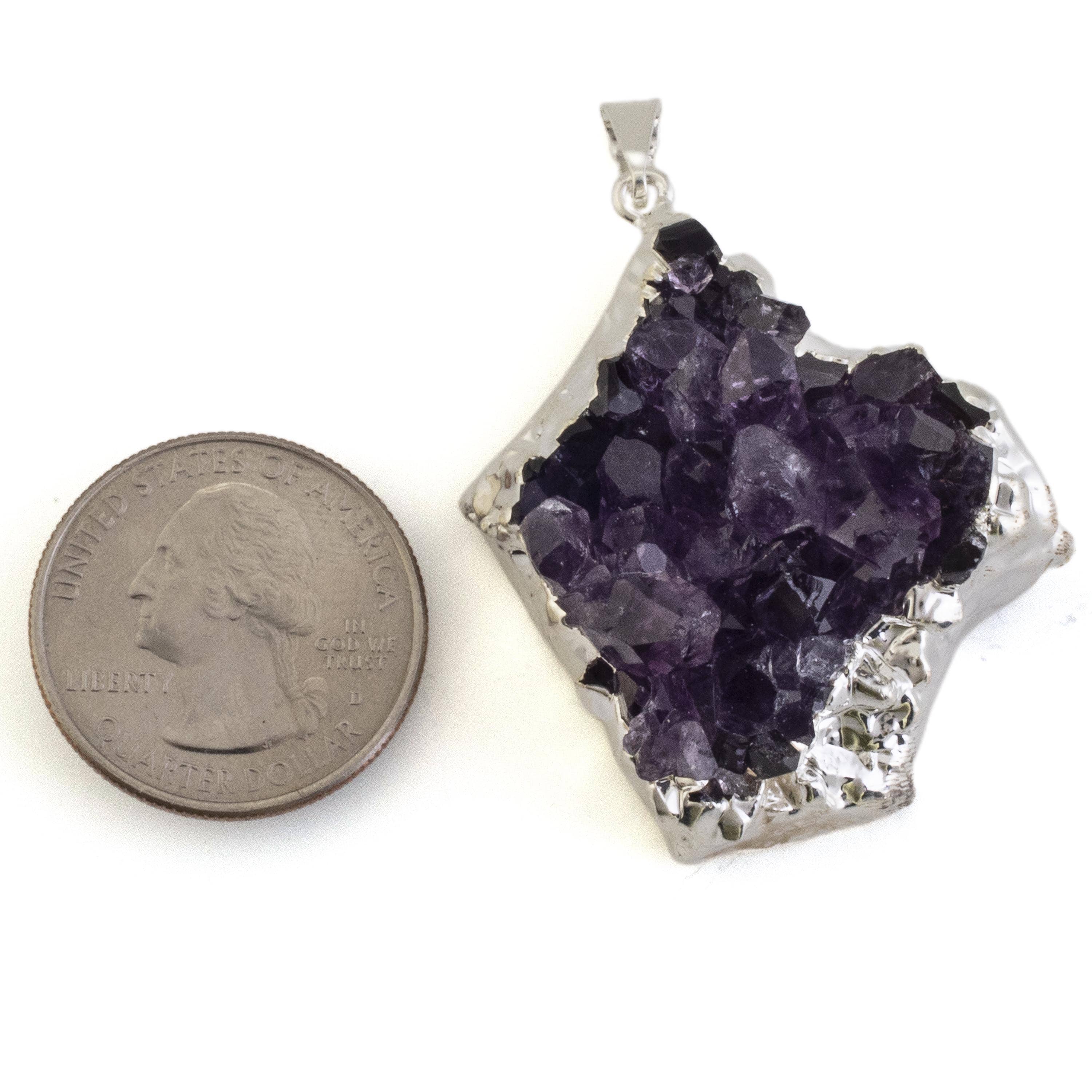 Kalifano Crystal Jewelry Druzy Amethyst Pendant with Silver Plating CJNS80-DYAM