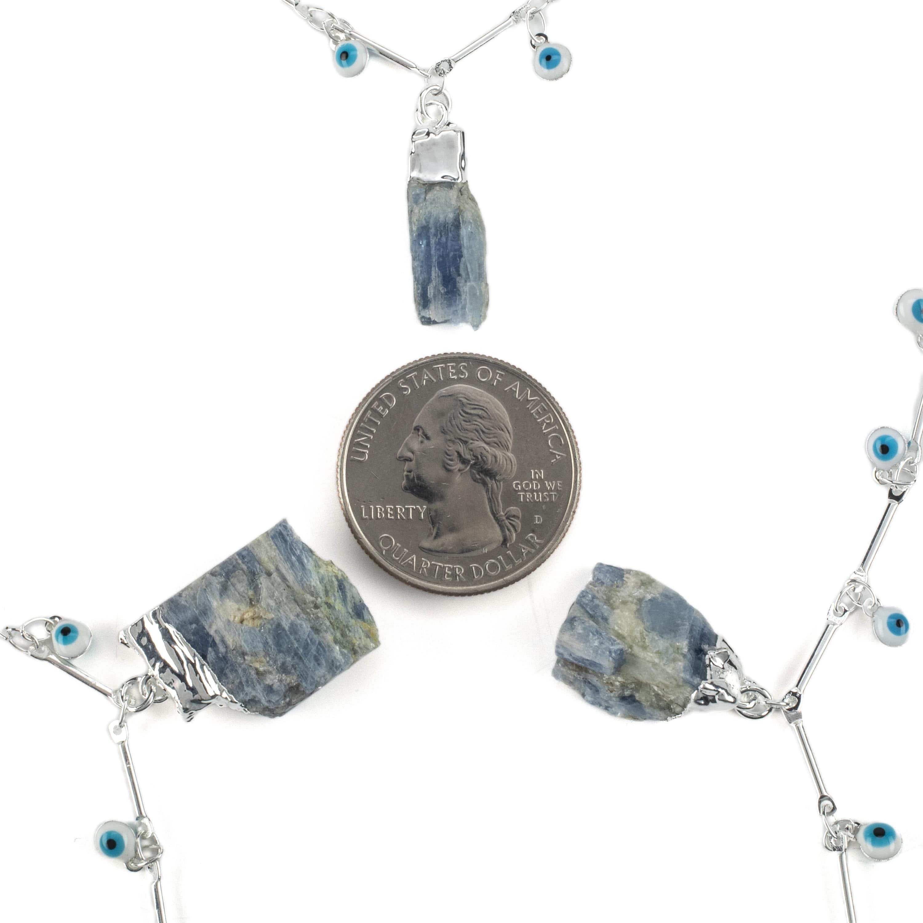 Kalifano Crystal Jewelry Evil Eye Necklace with Kyanite Pendant CJN-RJ-KE