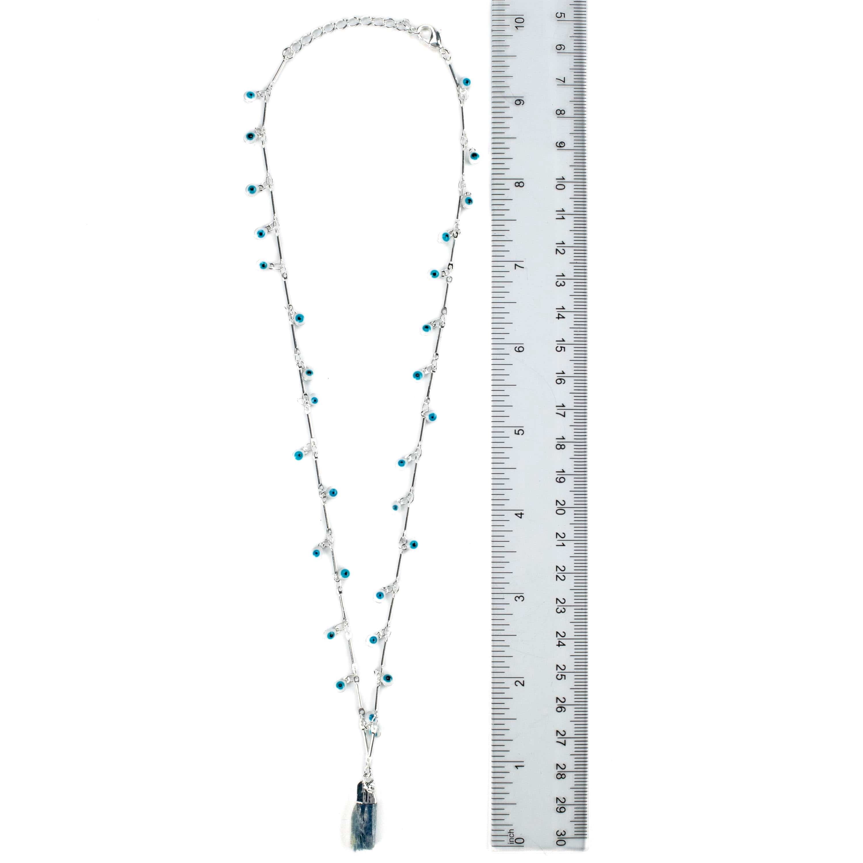Kalifano Crystal Jewelry Evil Eye Necklace with Kyanite Pendant CJN-RJ-KE