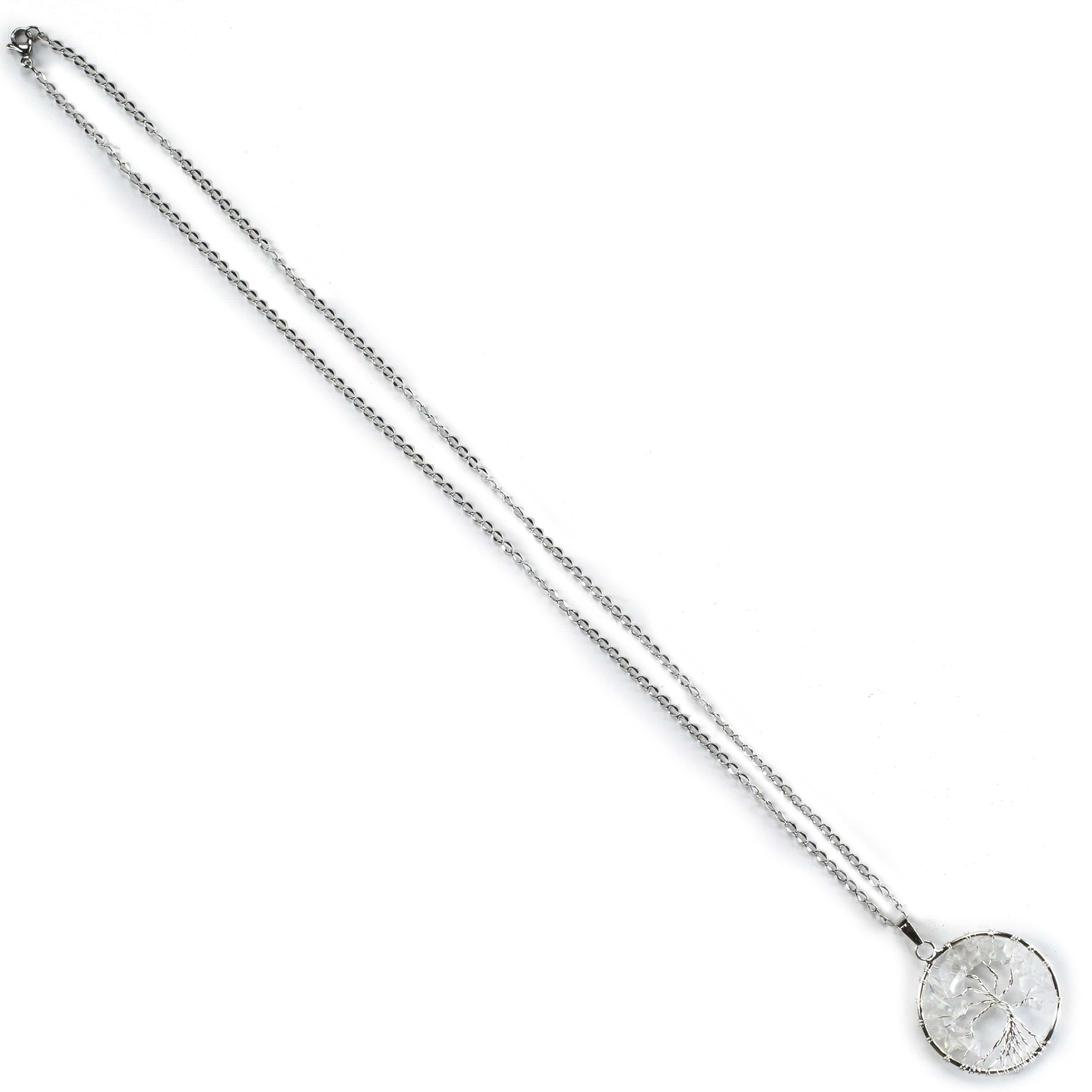 Kalifano Crystal Jewelry Moonstone Chakra Gemstone Tree Necklace & Stainless Steel Chain CJCN20-MS