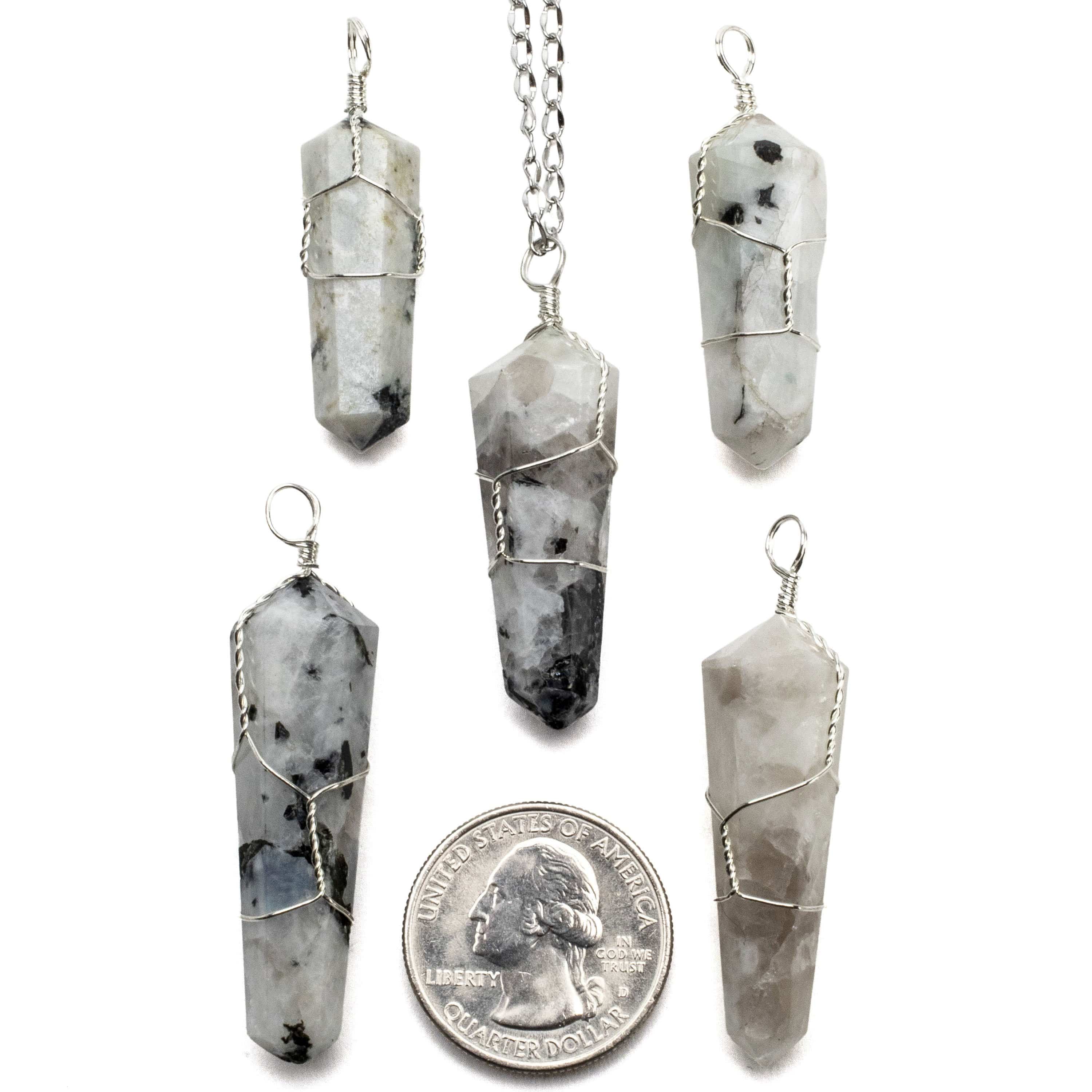 Kalifano Crystal Jewelry Rainbow Moonstone Point Healing Stone Pendant CJ20-RM
