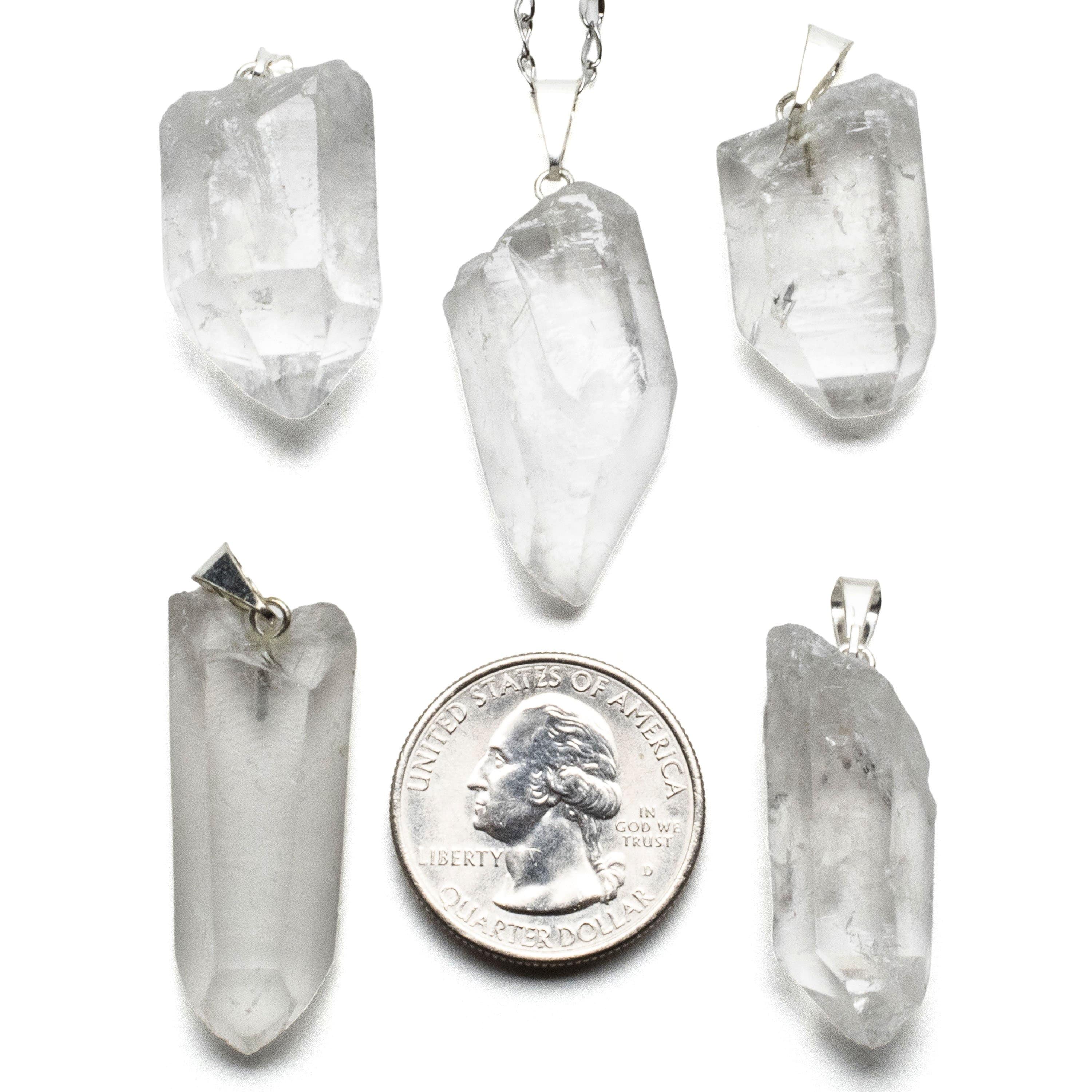 Kalifano Crystal Jewelry Raw Quartz Point Healing Stone Pendant CJ20-RQZ