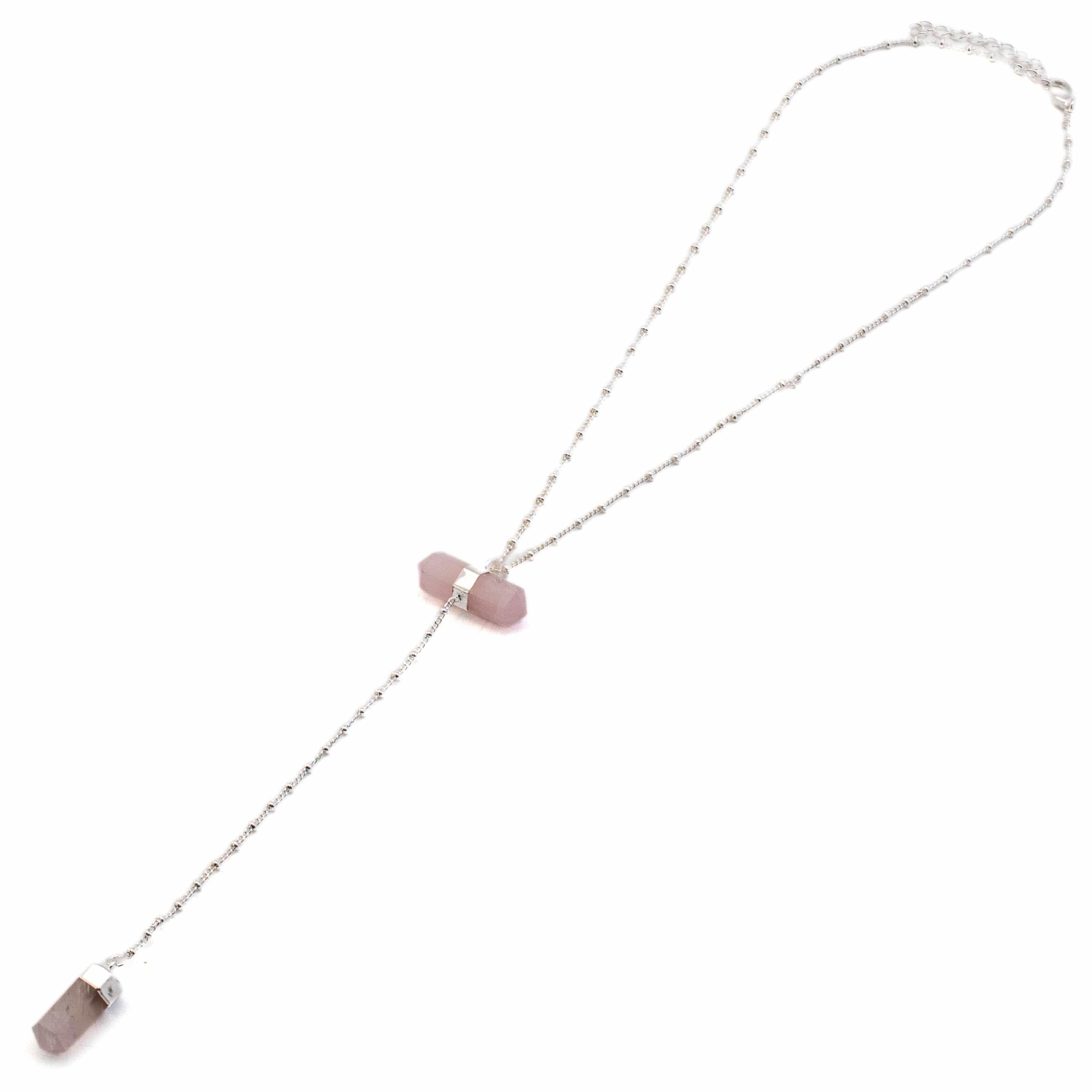 Kalifano Crystal Jewelry Rose Quartz Double Point Necklace CJN-2032-RQ
