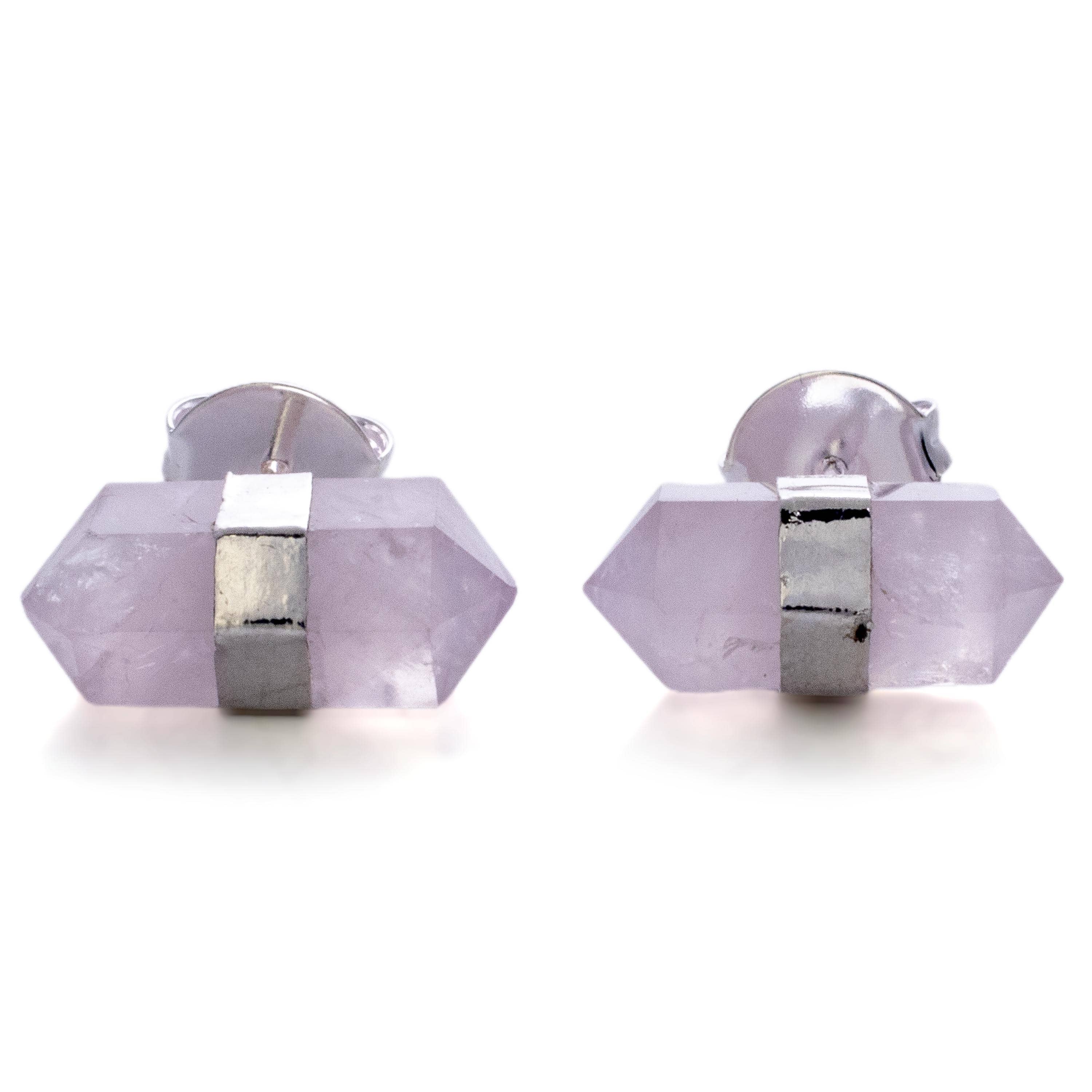 Kalifano Crystal Jewelry Rose Quartz Stud Earrings CJE-1516-RQ