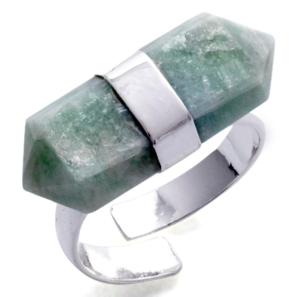 Kalifano Crystal Jewelry Silver Plated Amazonite Adjustable Ring CJR-MJS-AZ