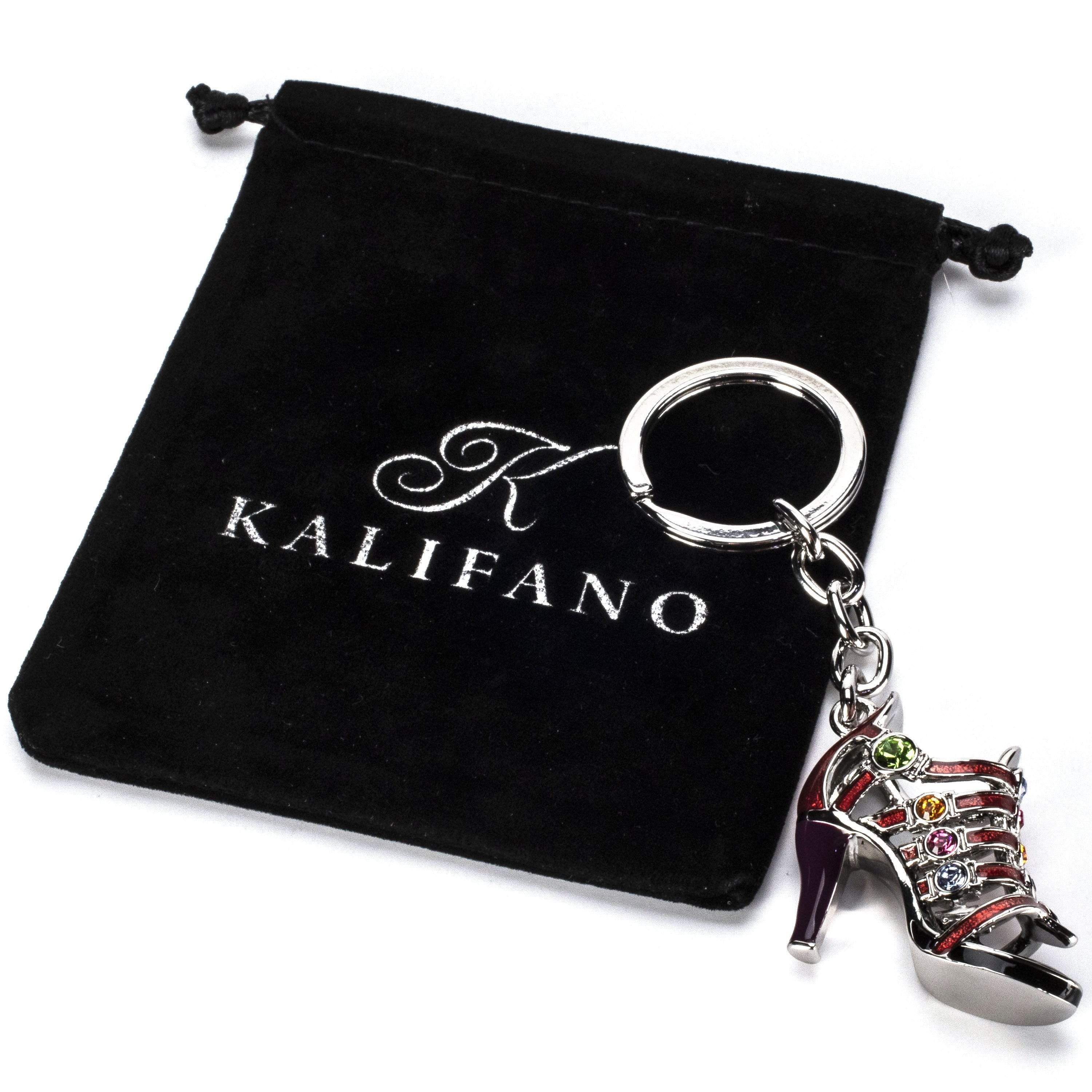Kalifano Crystal Keychains Purple Rainbow Dress Shoe Keychain made with Swarovski Crystals SKC-168