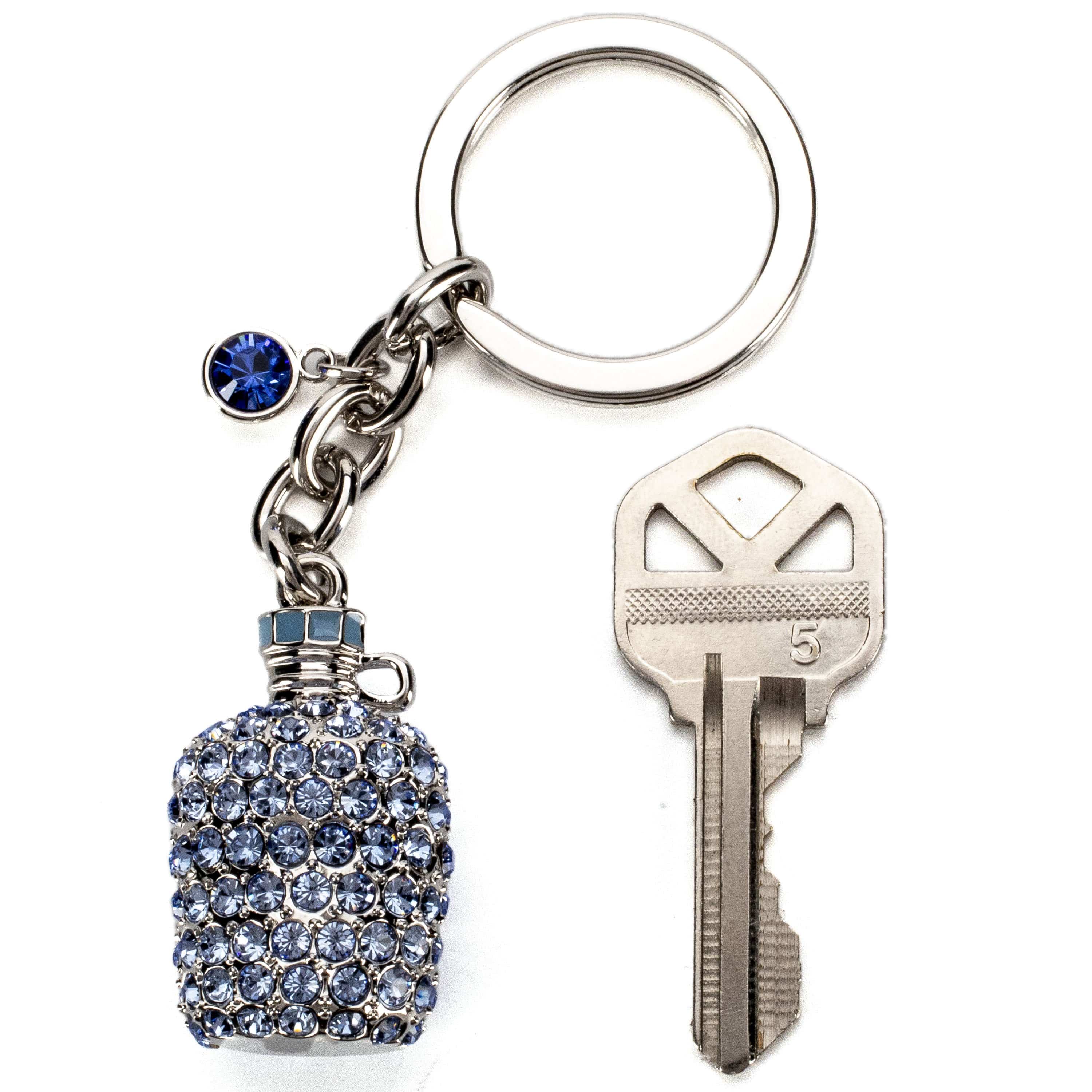 Kalifano Crystal Keychains Sapphire Bottle Keychain made with Swarovski Crystals SKC-083
