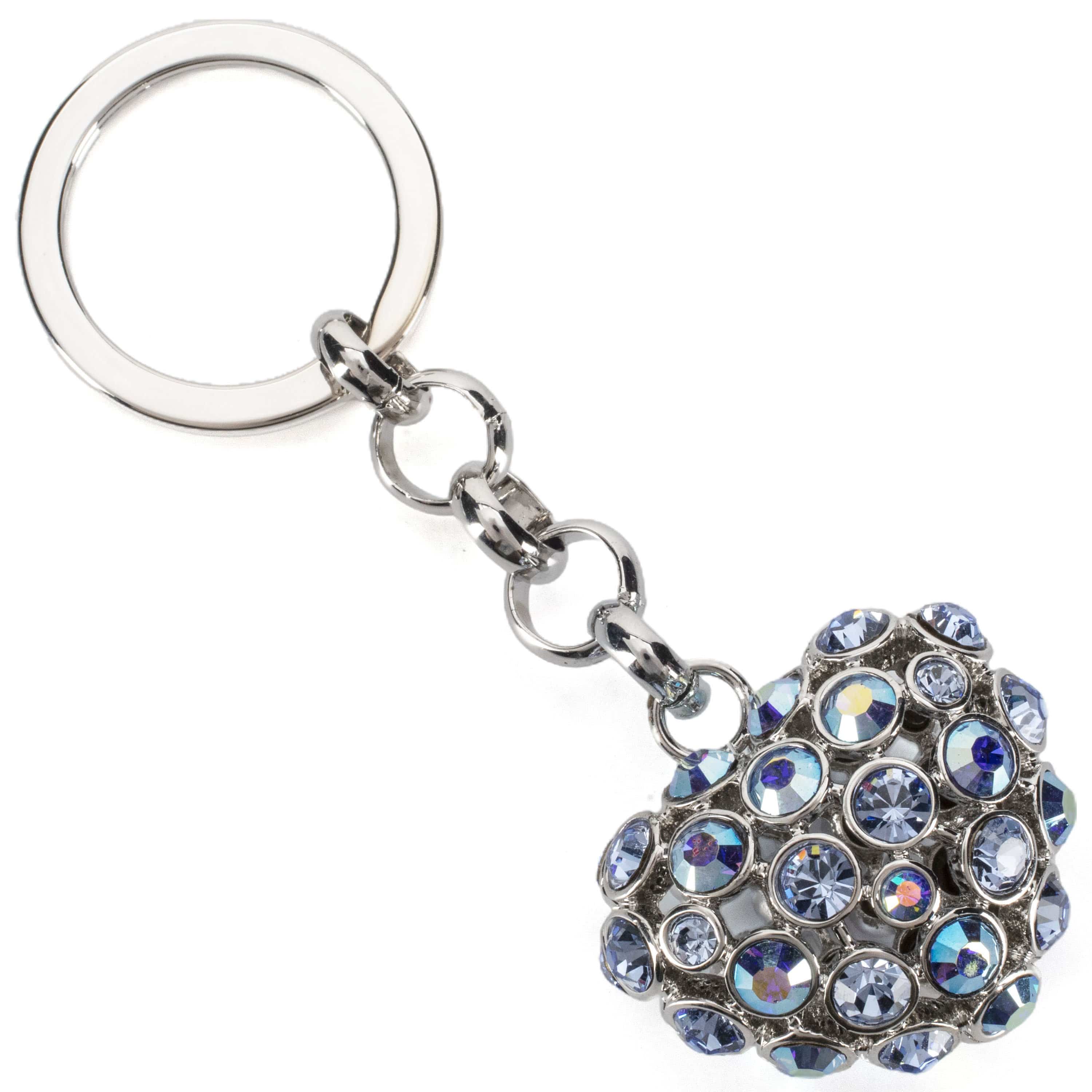 Kalifano Crystal Keychains Sapphire Heart Keychain made with Swarovski Crystals SKC-048