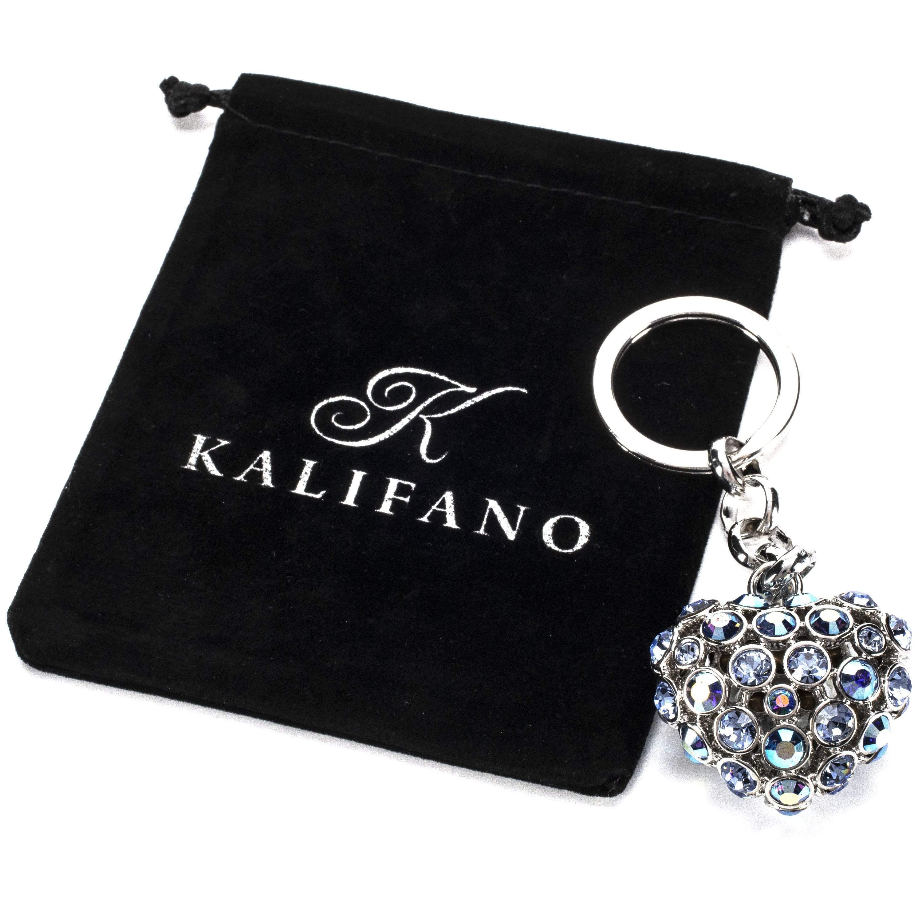 Kalifano Crystal Keychains Sapphire Heart Keychain made with Swarovski Crystals SKC-048