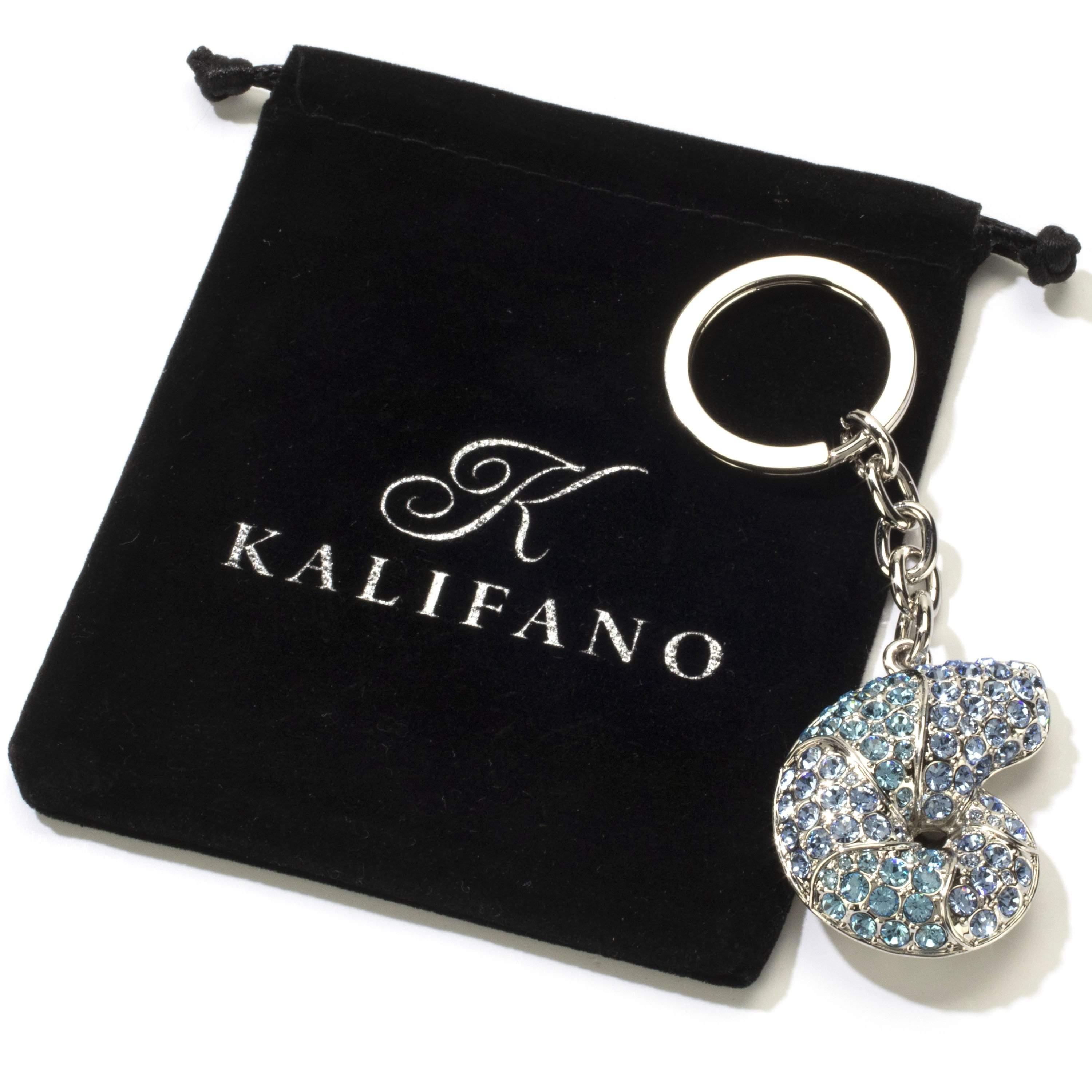Kalifano Crystal Keychains Sapphire Seashell Keychain made with Swarovski Crystals SKC-128